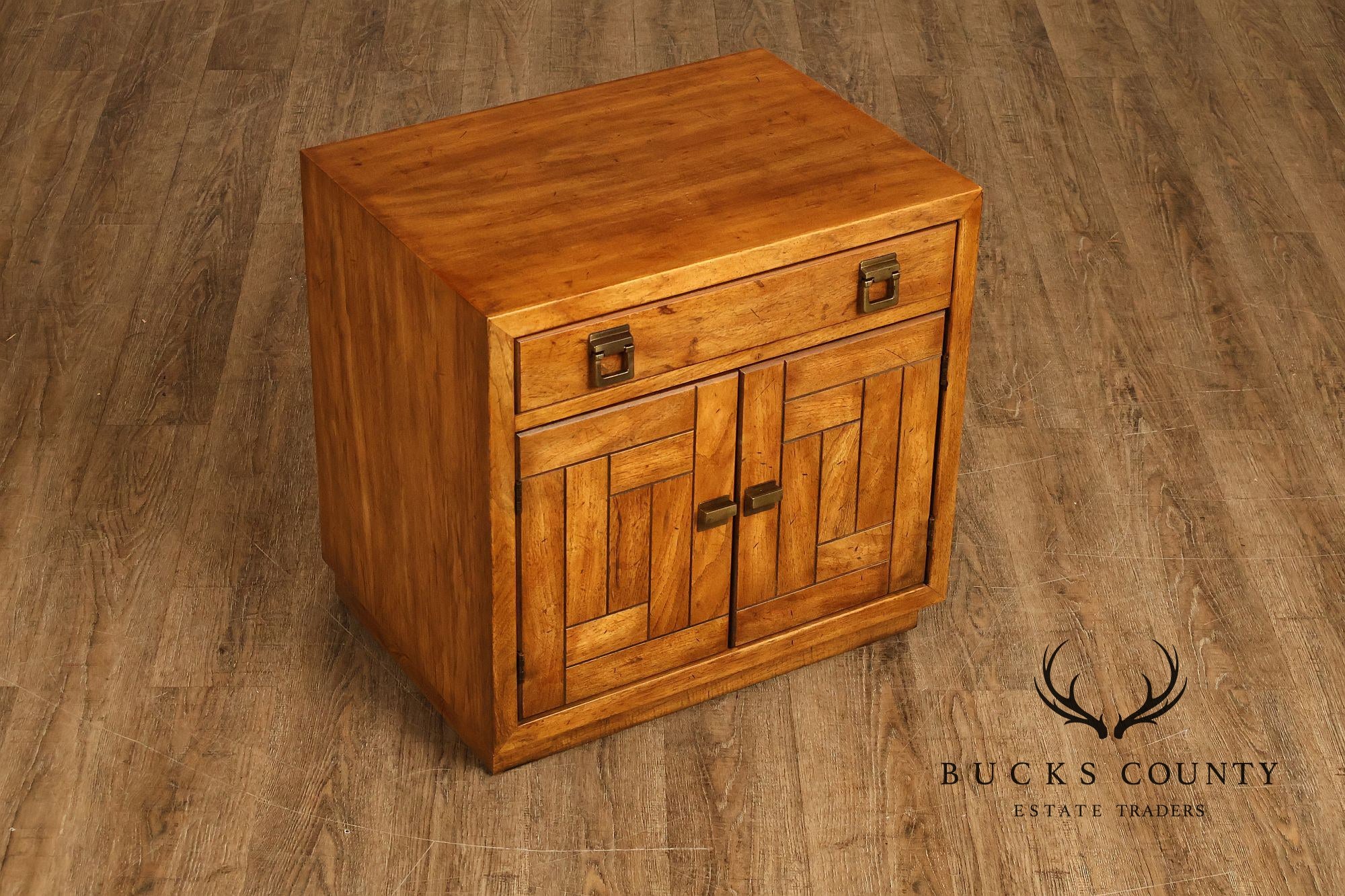 Drexel 'Woodbriar' Campaign Style Pair of Nightstands