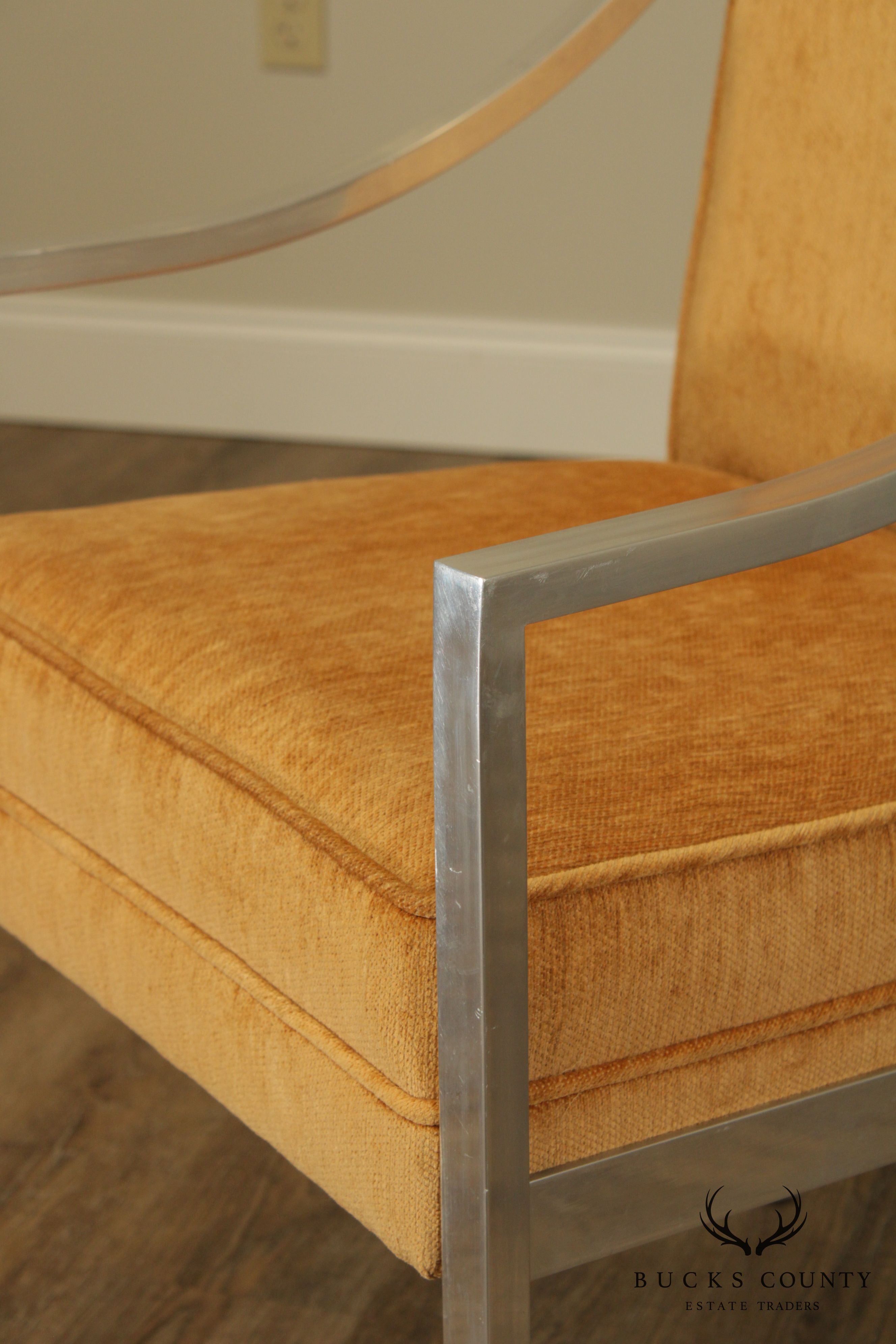 Mid Century Modern Aluminum Frame Upholstered Armchair