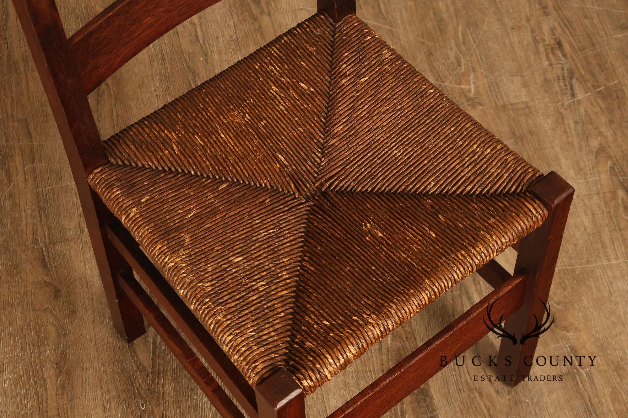 Antique Gustav Stickley Mission Oak Ladderback Side Chair