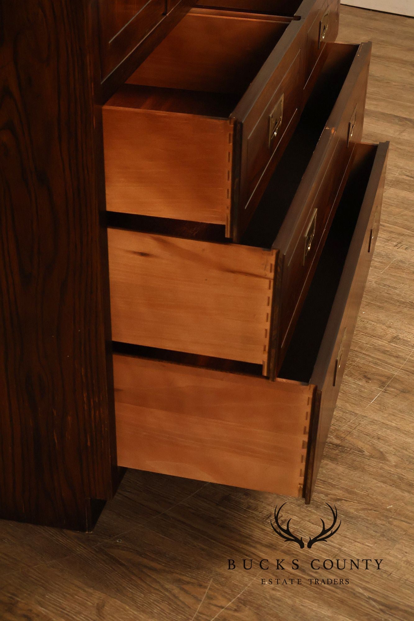 Henredon Scene One Campaign Style Walnut Armoire Chest