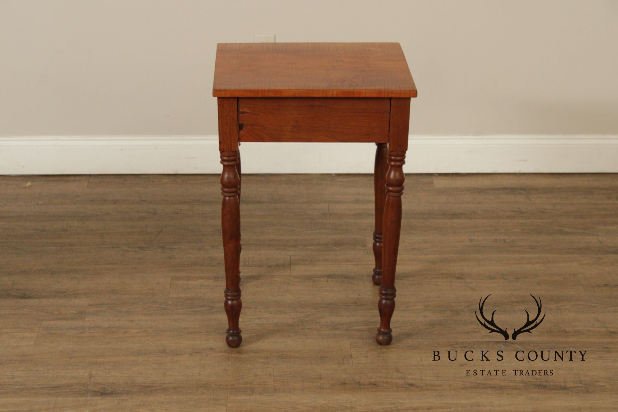 Antique Sheraton Tiger Maple And Walnut Side Table