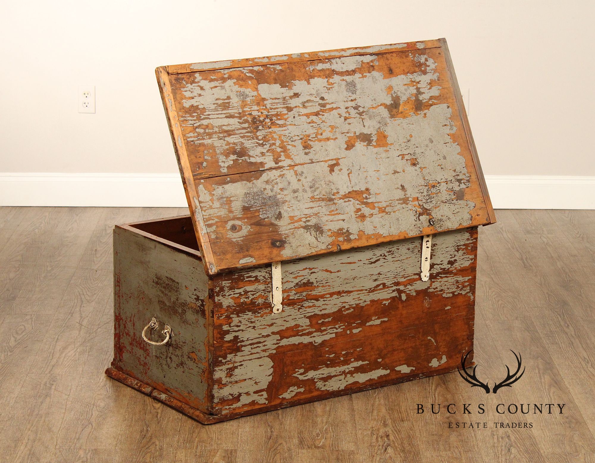 Antique Swedish Painted Pine Blanket Chest