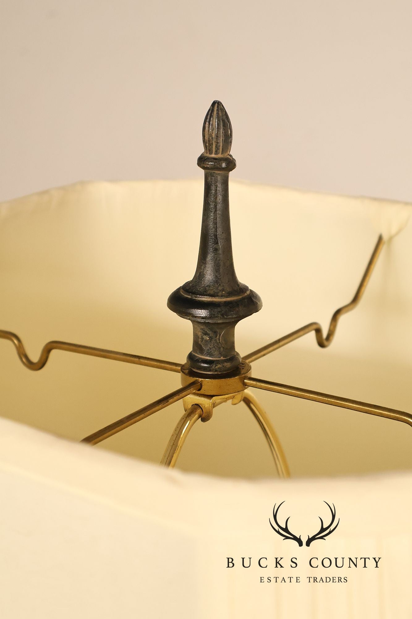 Neoclassical Style Pair Of Table Lamps With Carved Orb And Metal Base