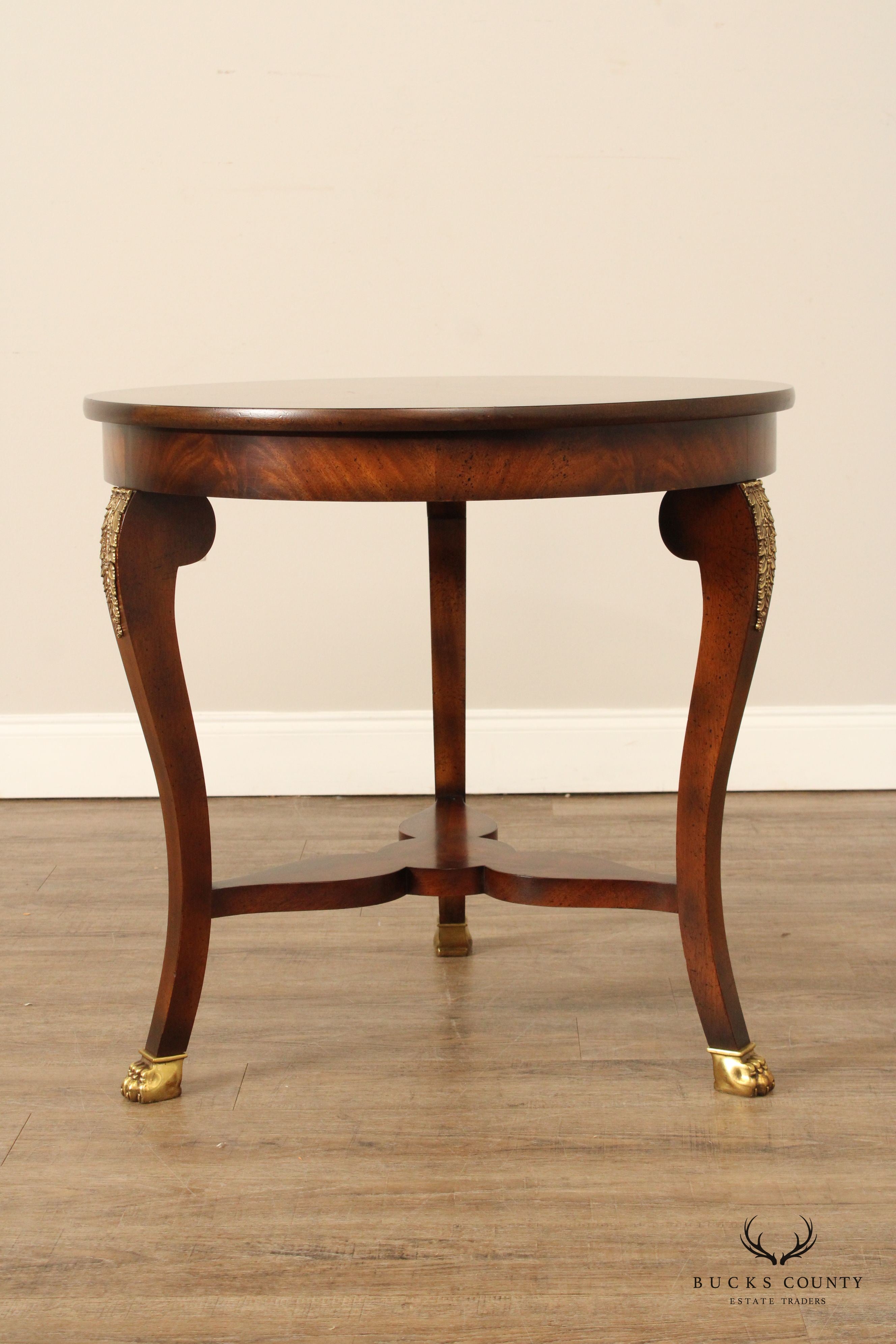 Baker Furniture Empire Style Round Top Mahogany Center Table