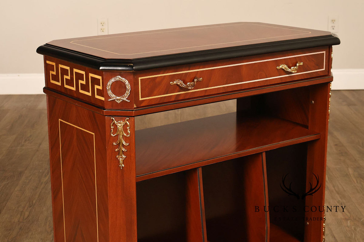 Neoclassical Empire Style Greek Key Mahogany Telephone Stand Cabinet