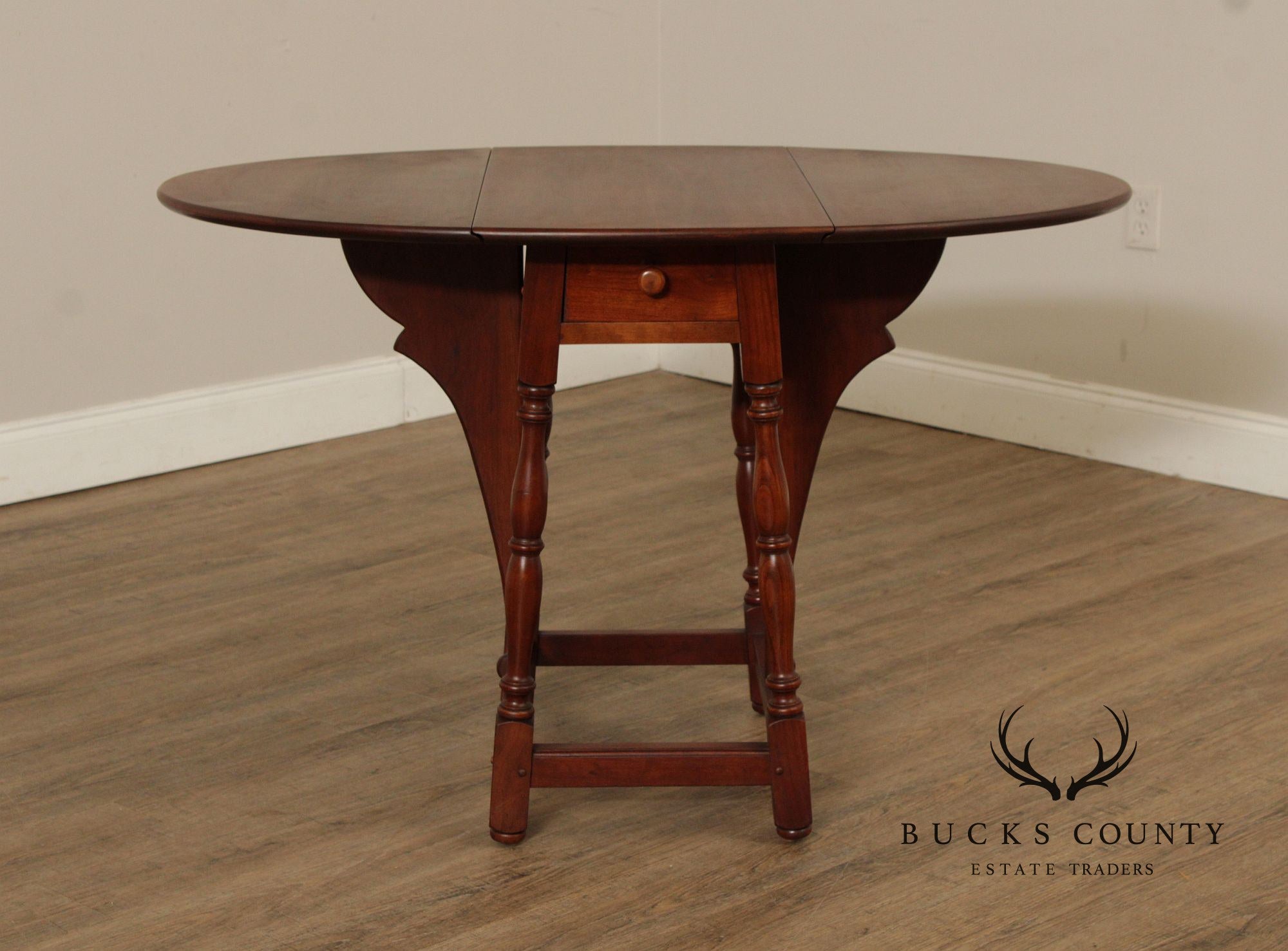 Stickley Cherry Valley Oval Top Drop Leaf Occasional Table