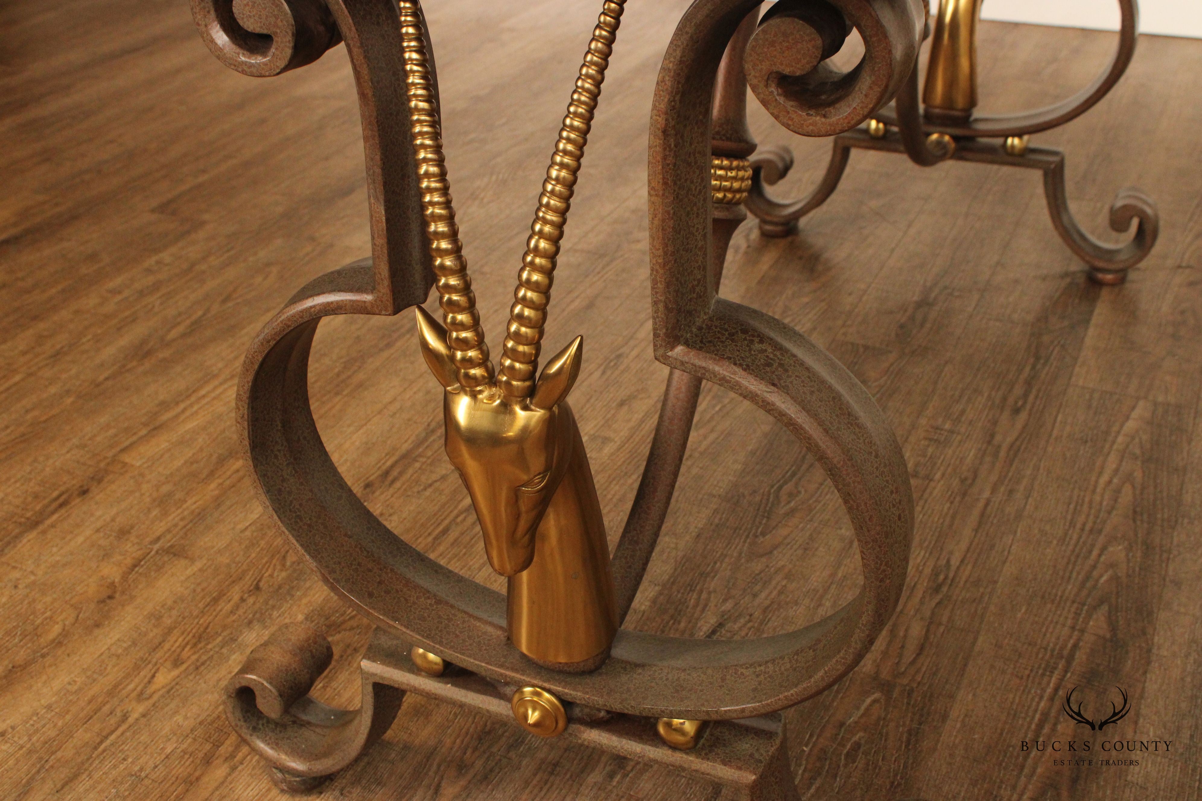 Tessellated Top Brass Gazelle Console Table