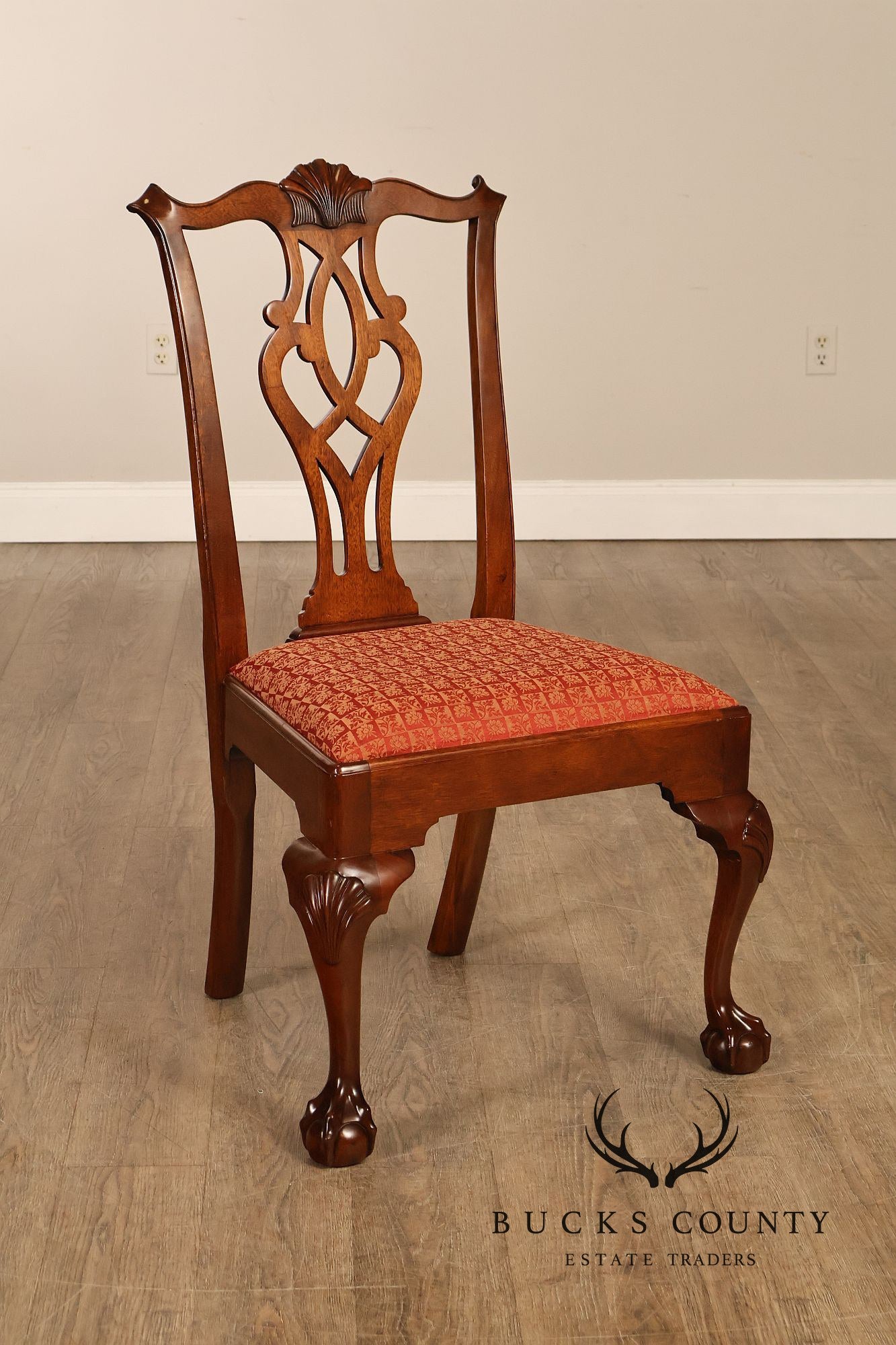 Stickley Chippendale Style Set of Four Mahogany Dining Chairs