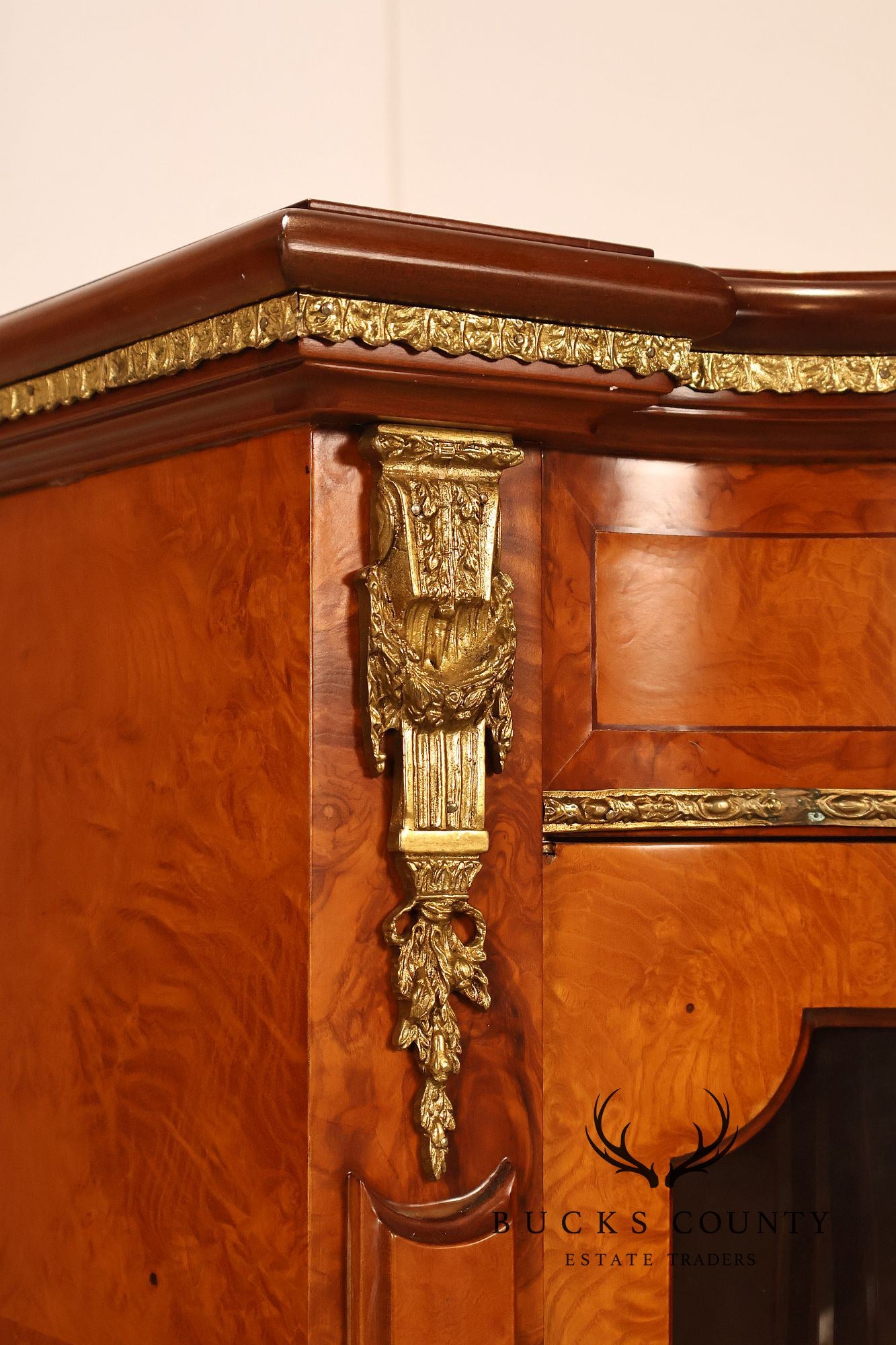 Italian Neoclassical Style Burl Wood Sideboard Credenza