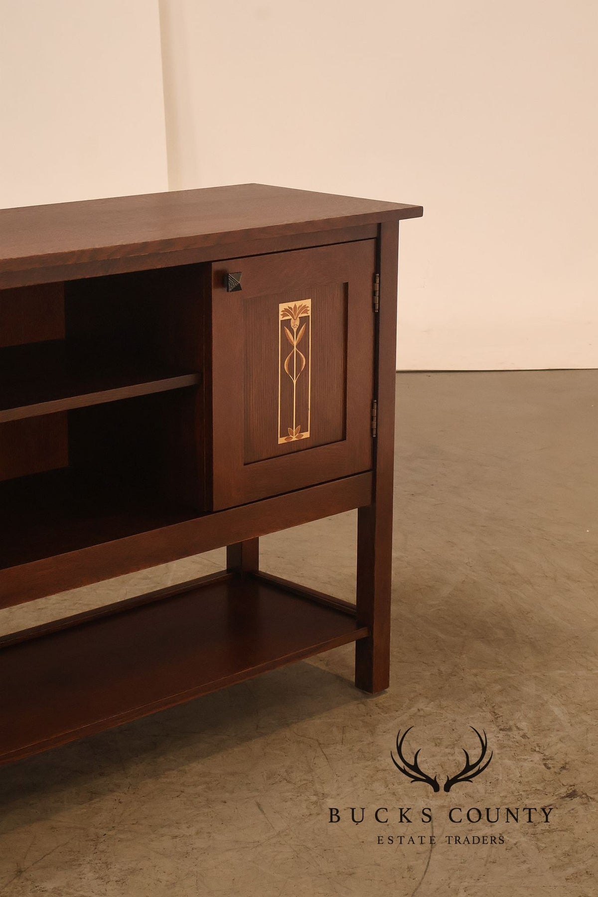 Stickley Meadowflower Collection Oak Inlaid Console Cabinet