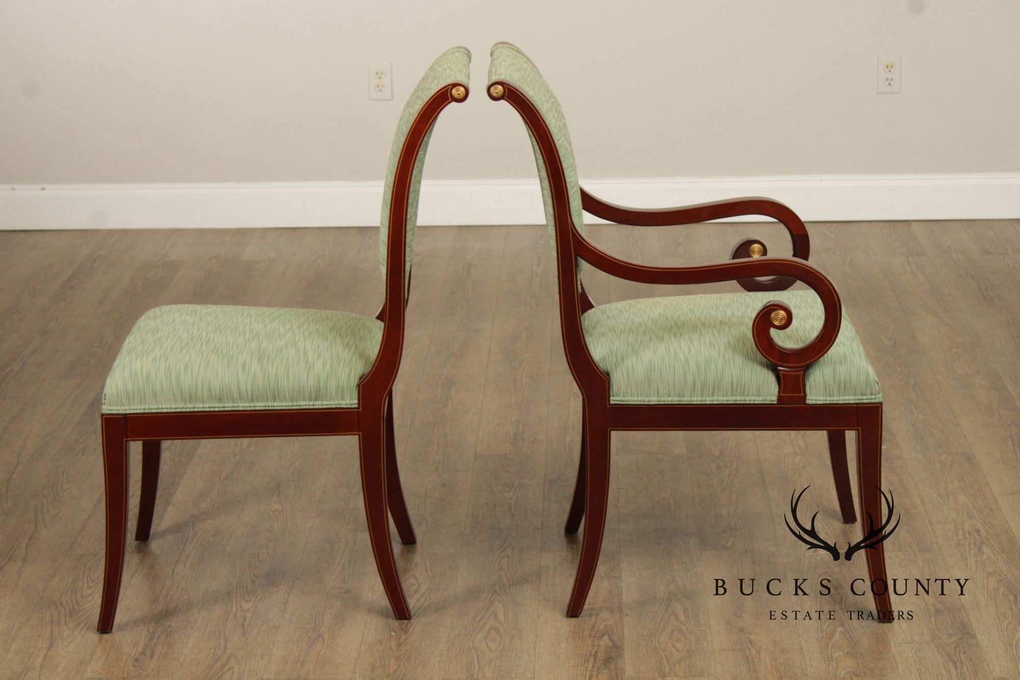 Kindel Empire Style Set of Eight Mahogany Dining Chairs
