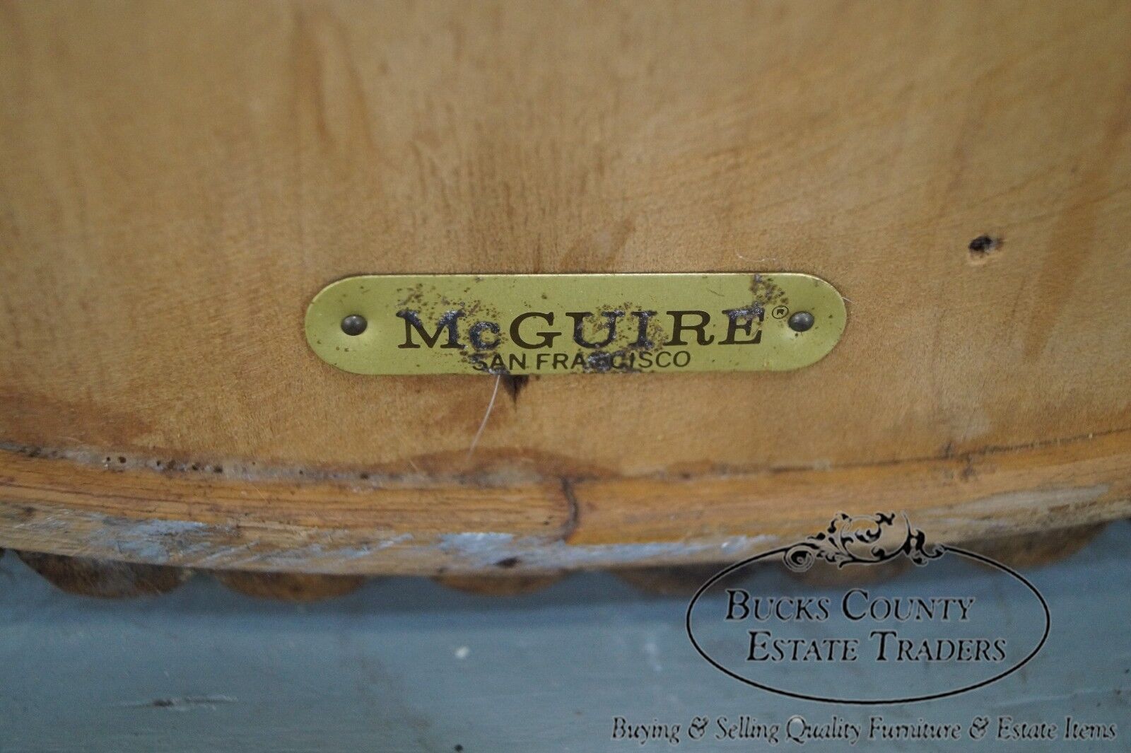 McGuire Sheaf of Wheat Bamboo Rattan Round Glass Top Coffee Table