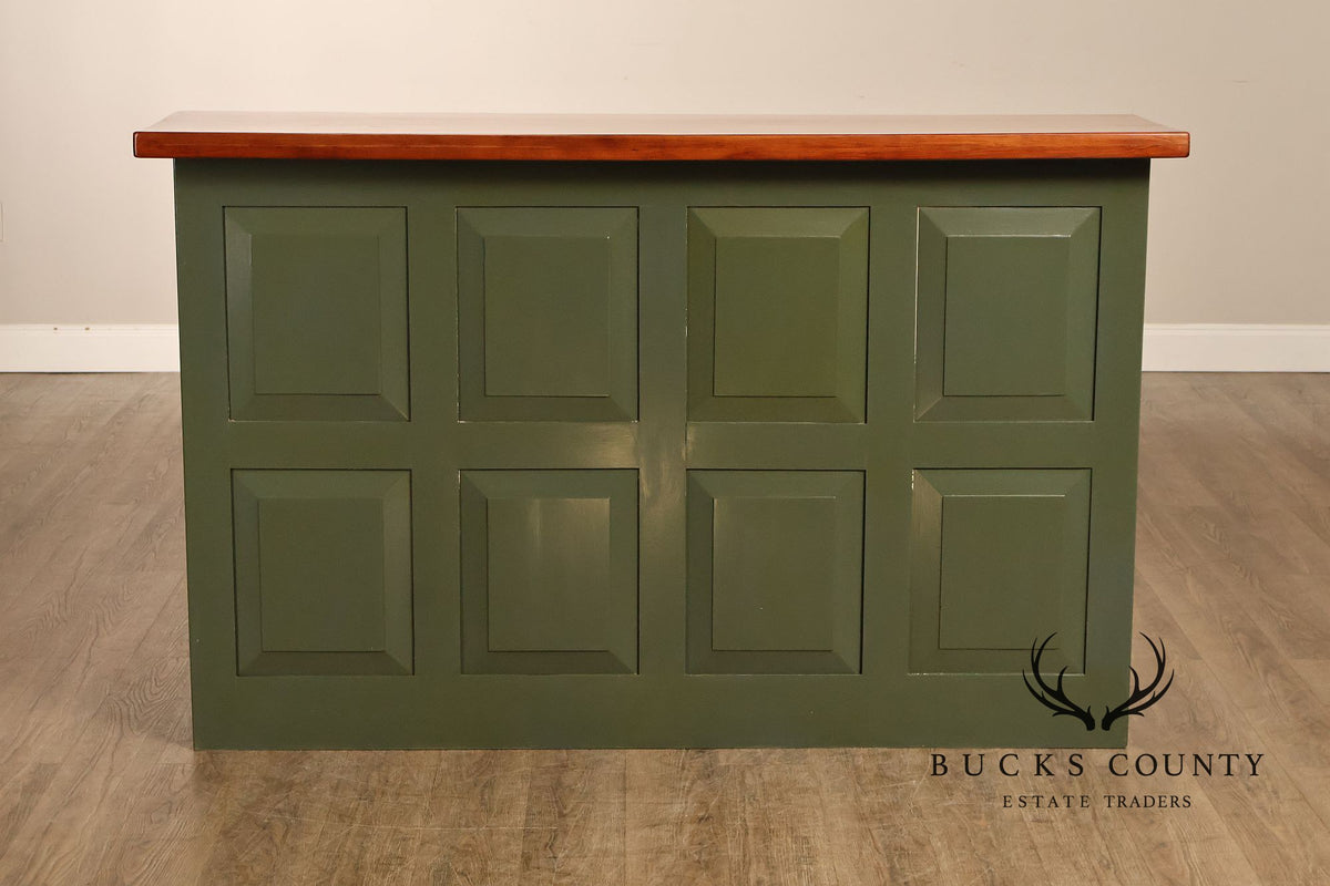 Custom Painted Wood Bar With Solid Wood Top