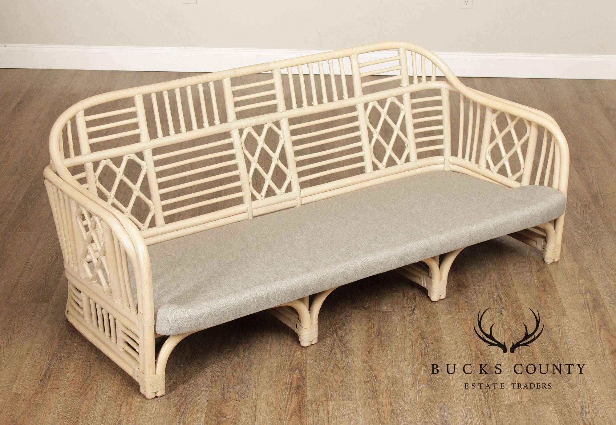 Brighton Pavilion Style Vintage Rattan Three-Seat Sofa