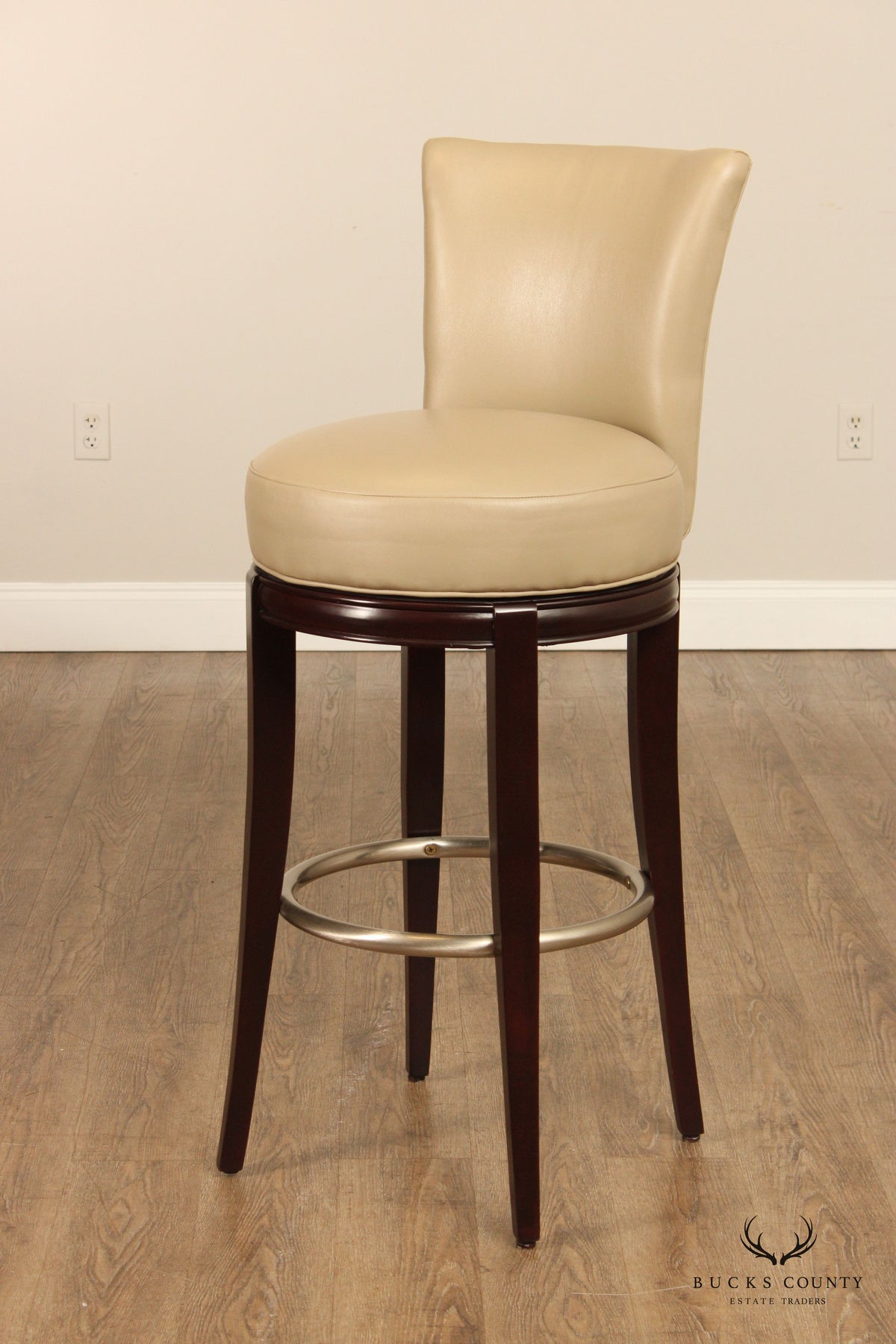 Designmaster Set Of Four 'Danbury' Leather Swivel Bar Stools