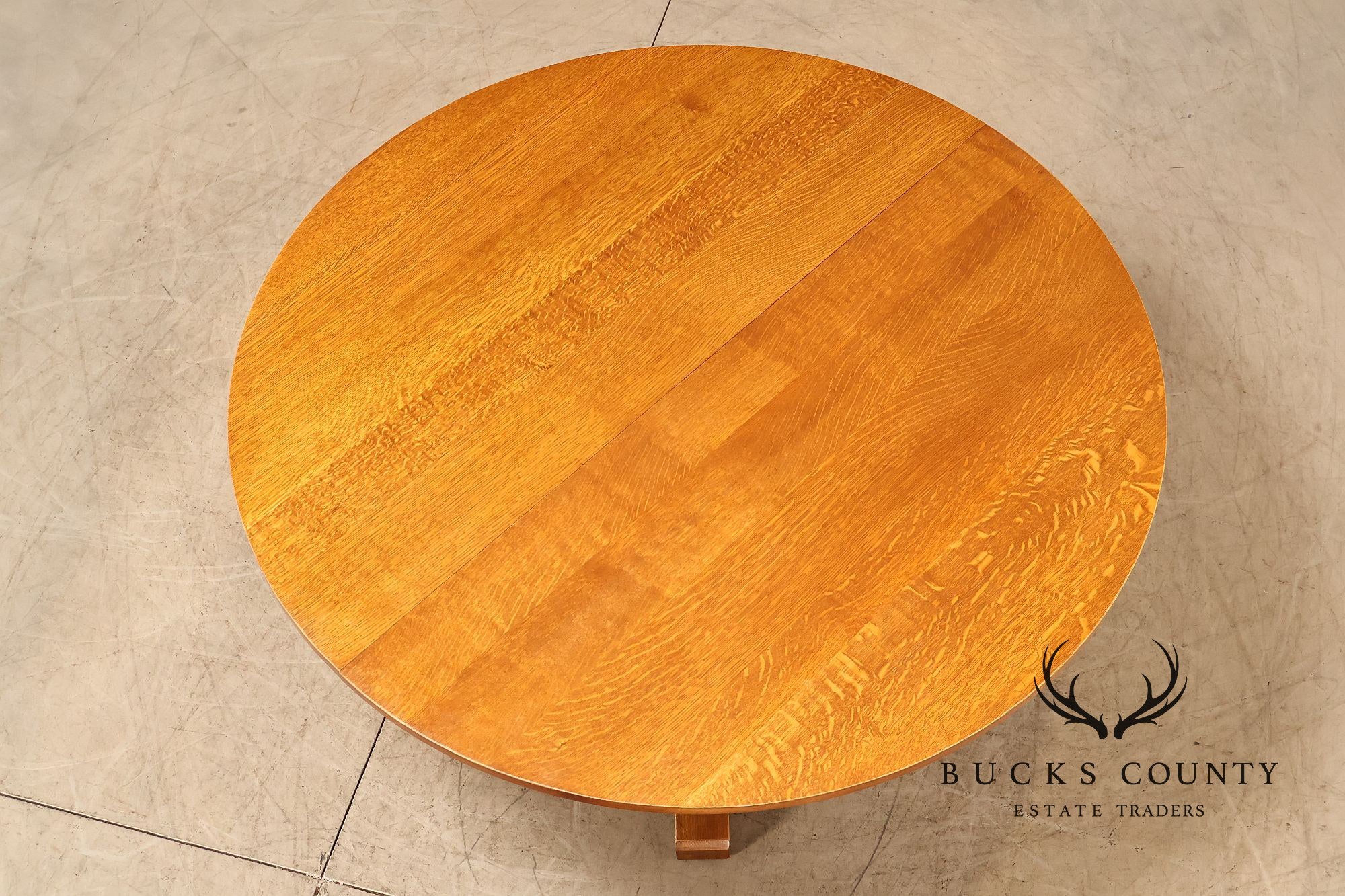 Stickley Mission Collection Round Oak Extension Dining Table With 3 Leaves In 35 Fayetteville Finish