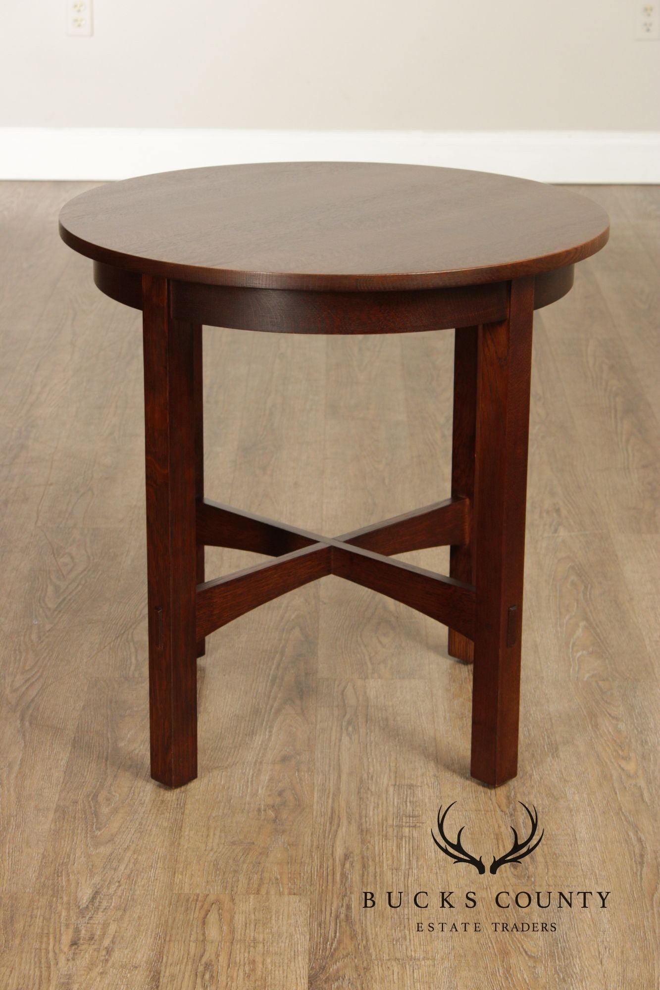 Stickley Mission Collection Oak Round Lamp Table