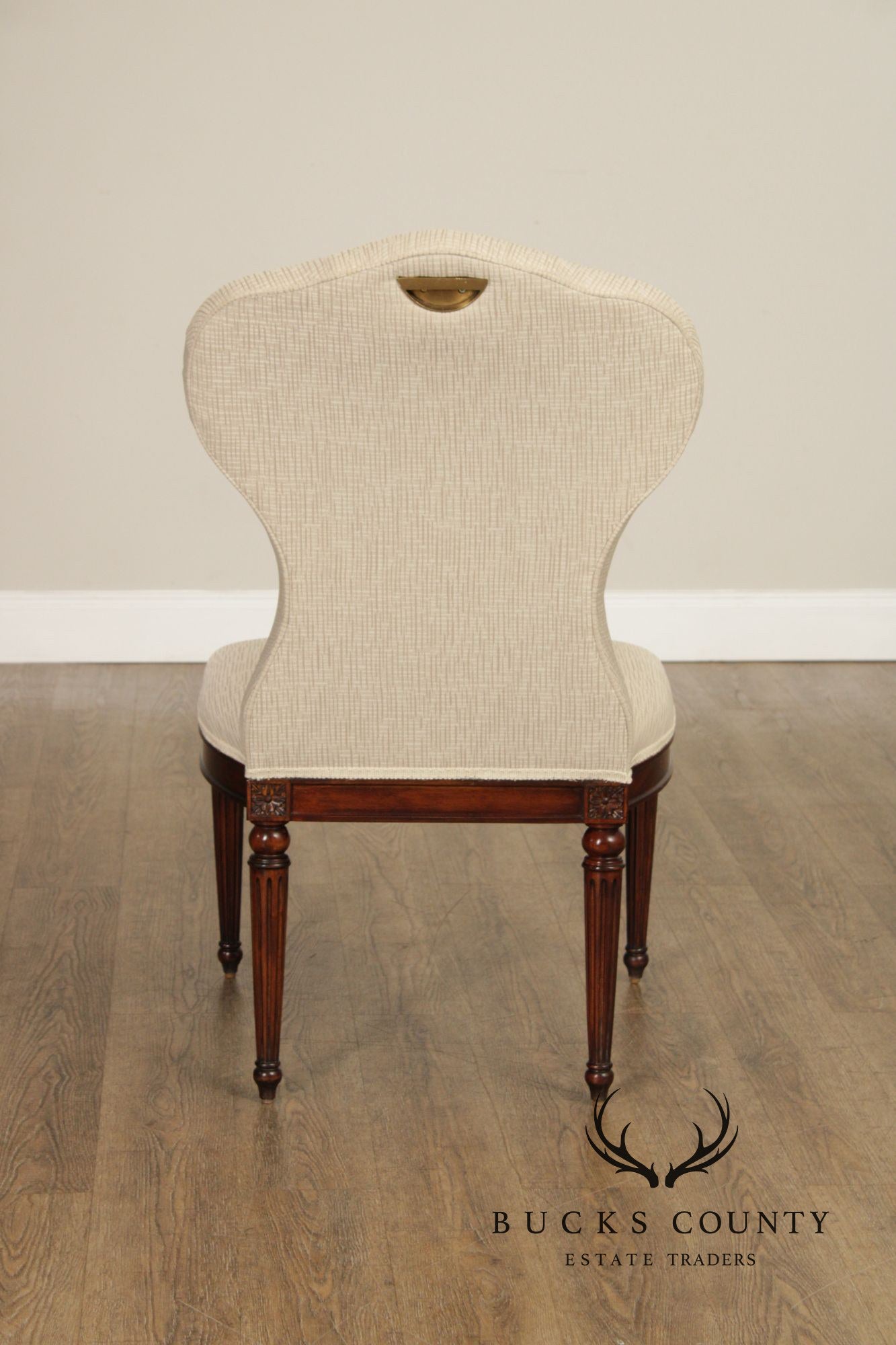 Maitland Smith French Louis XVI Style Set of Eight Mahogany and Upholstered Dining Chairs