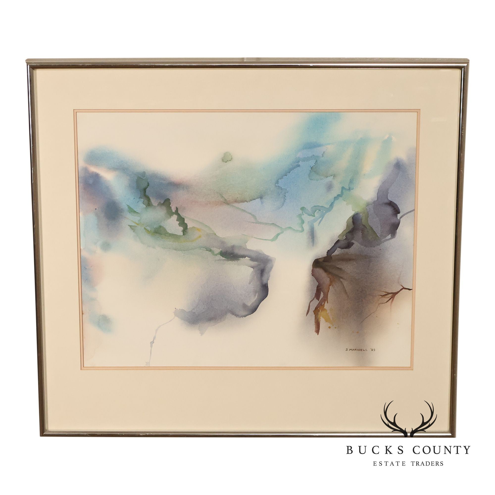 Suzanne S. Marinell Watercolor Painting, Waterfall