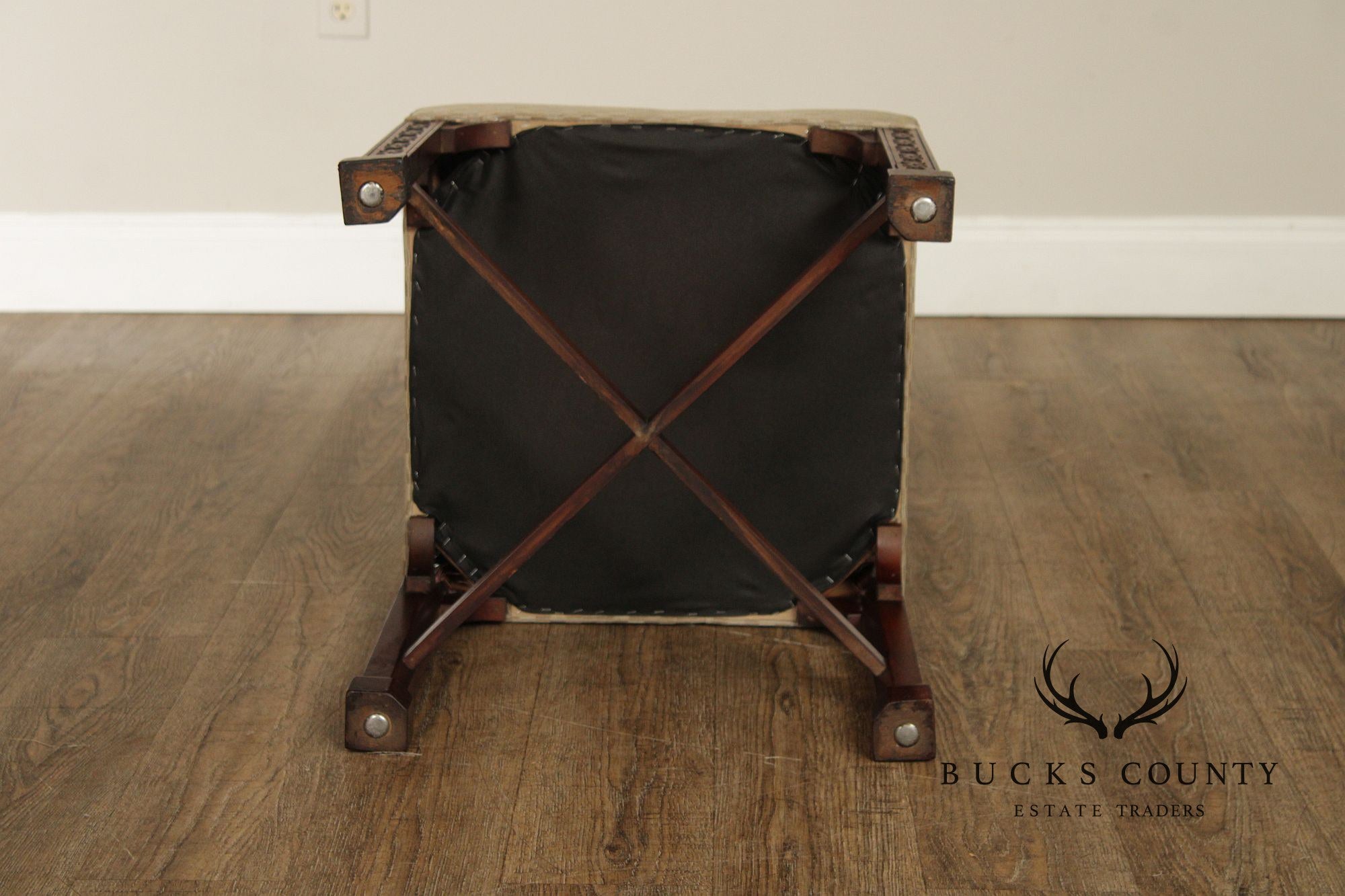 Chinese Chippendale Style Pair of Mahogany Stools