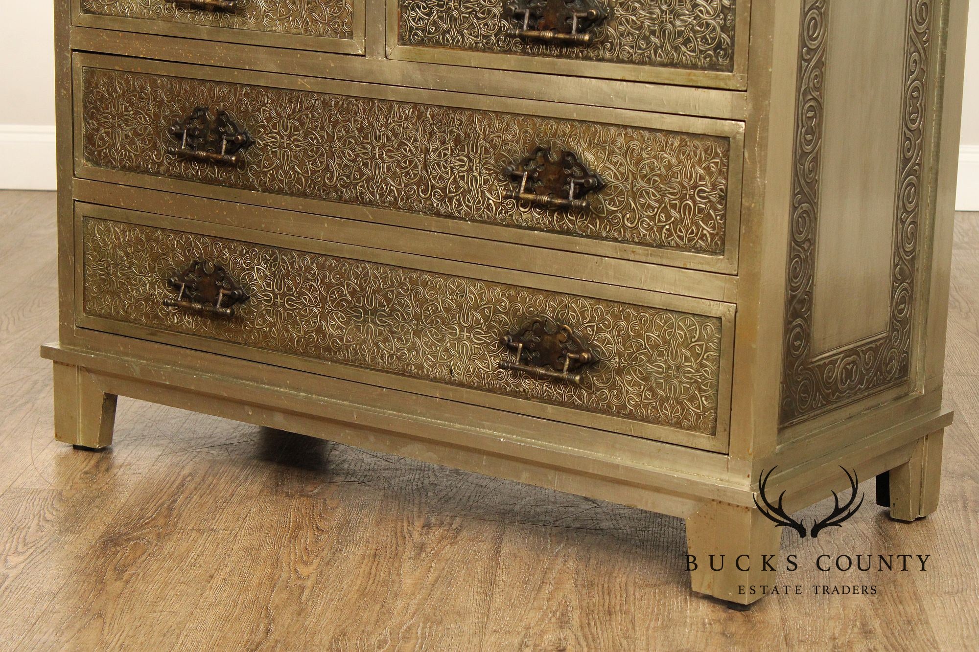 Vintage Embossed Metal Chest of Drawers