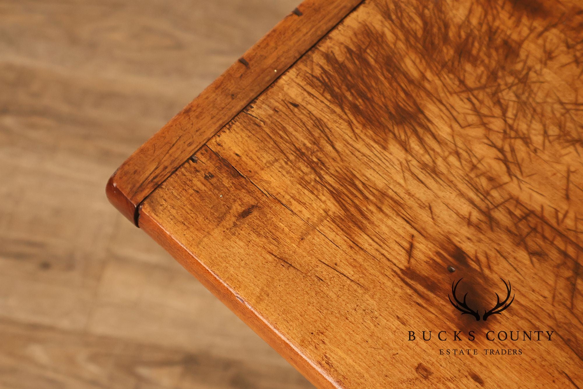 Antique Early American Plank Top Tavern Table