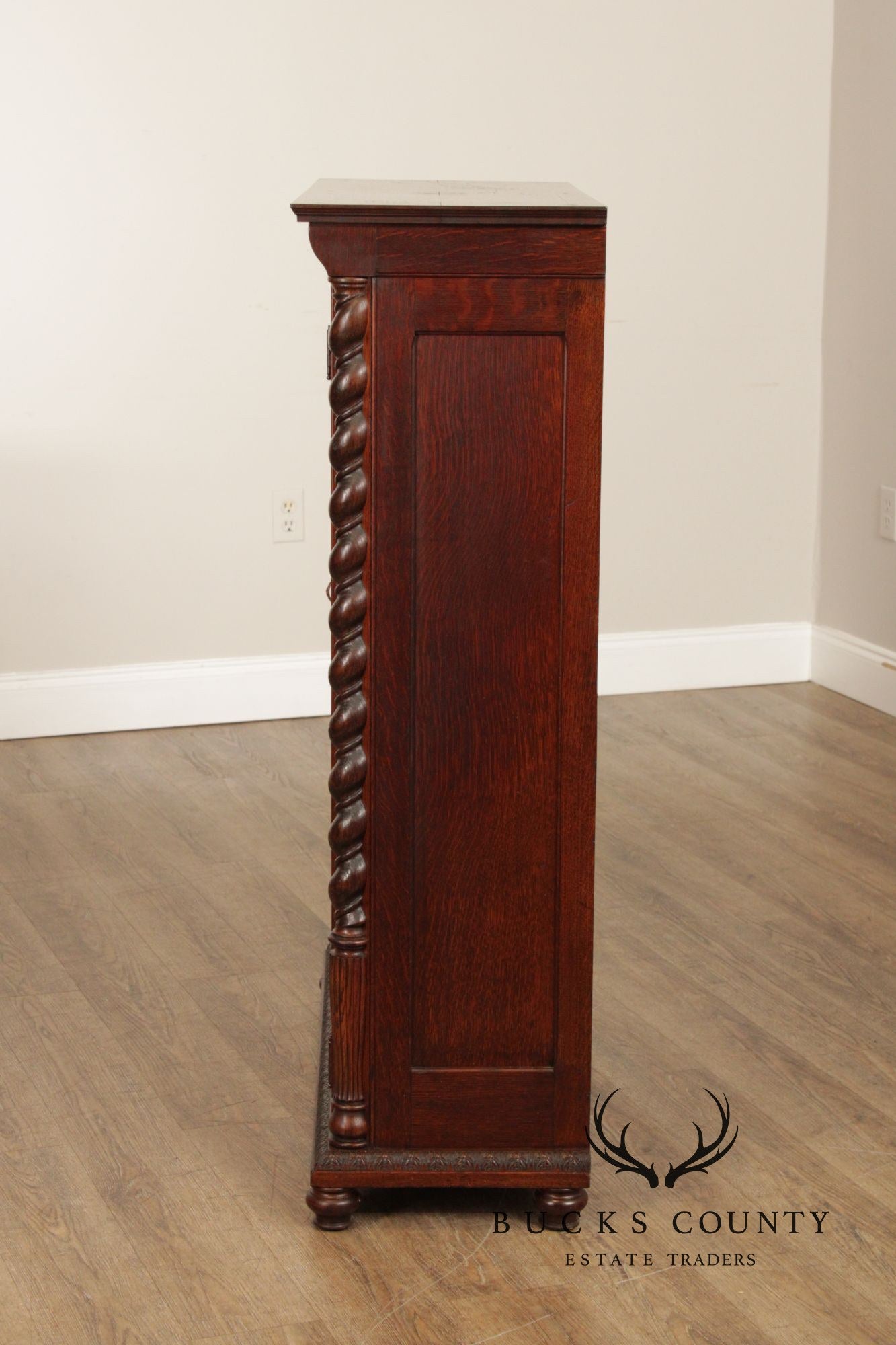 Antique Victorian Oak Barley Twist Bookcase
