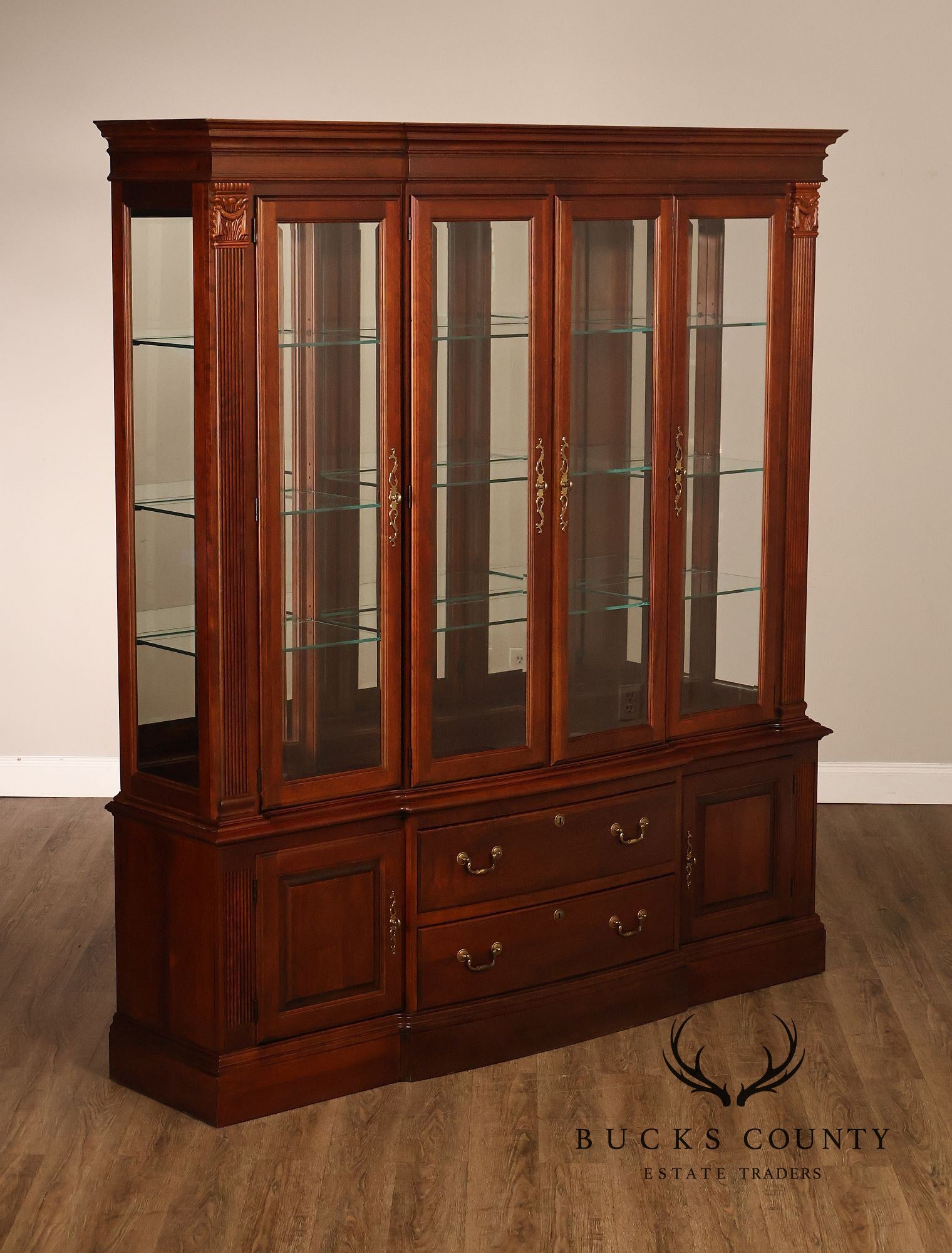 Pennsylvania House Georgian Revival Cherry Lighted Cherry China Cabinet