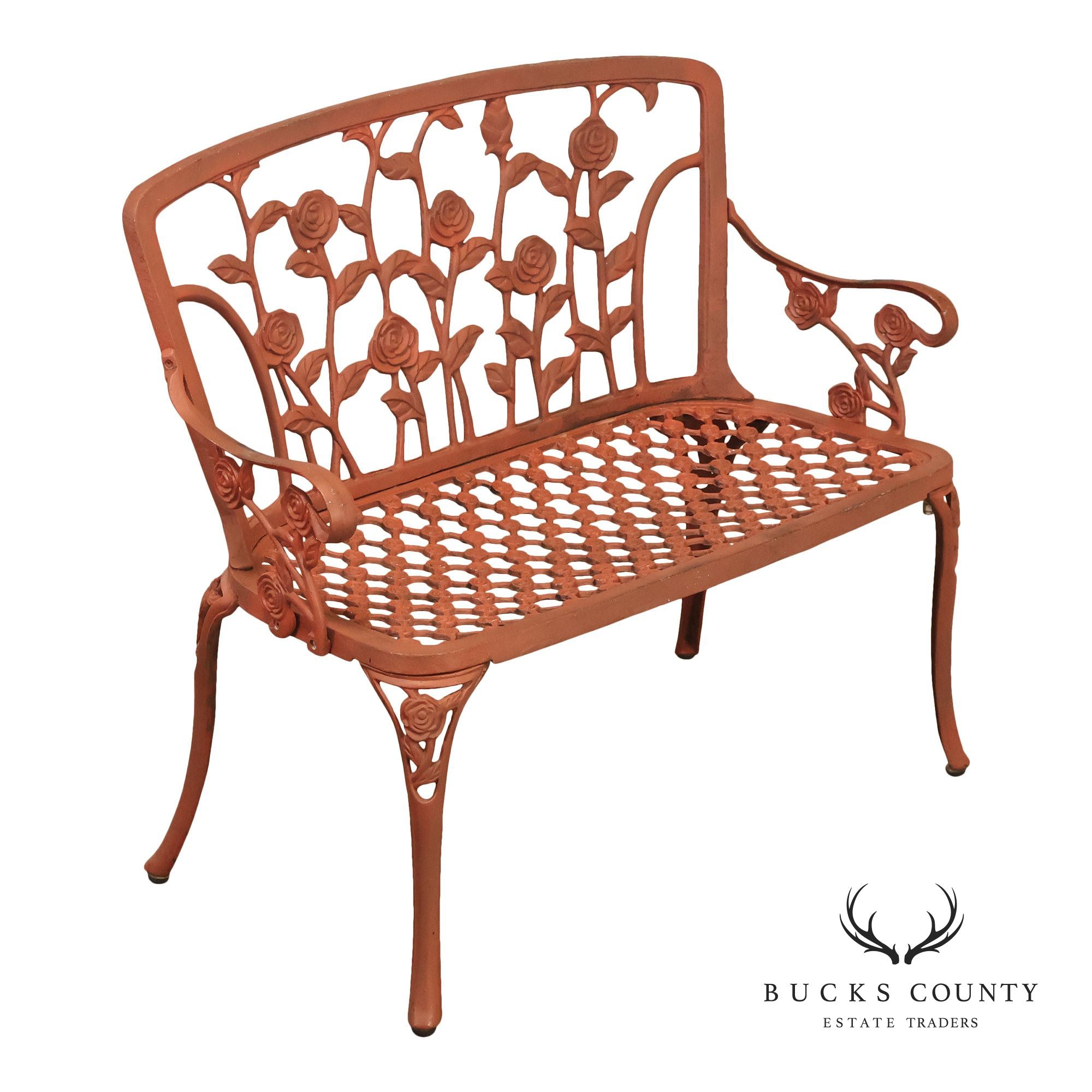 Cast Aluminum Vintage Rose Garden Bench