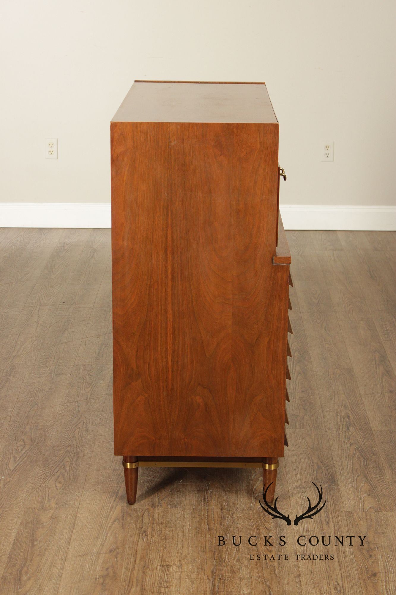 Merton Gershun For American Of Martinsville Mid-Century Modern Walnut Louvered Tall Chest