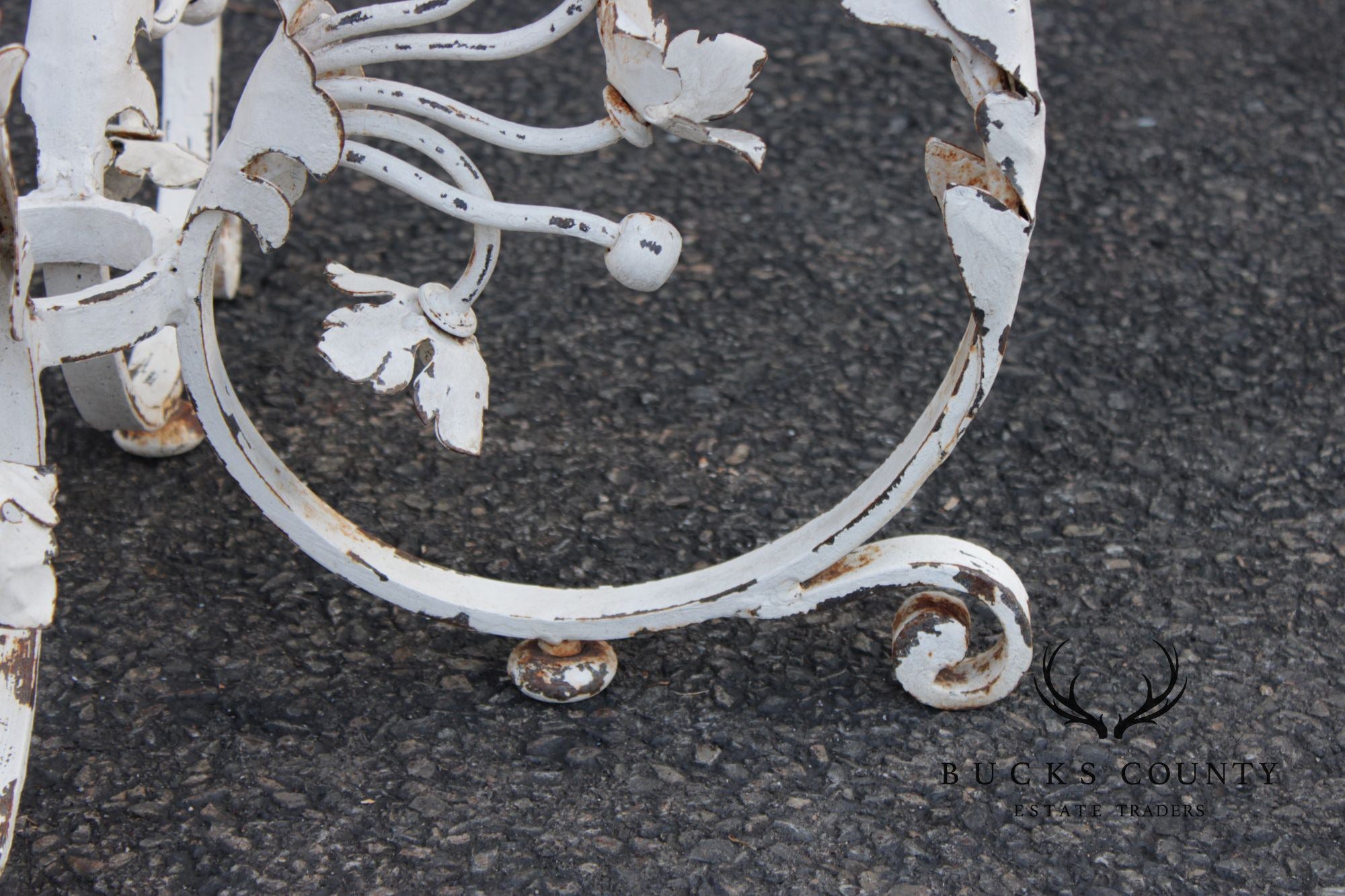 Vintage Italian Style Painted Wrought Iron Garden Plant Stand or Table Base