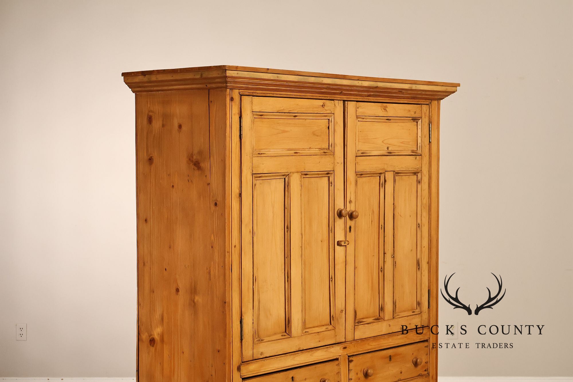 Pine Country Style Armoire Cabinet With Drawers