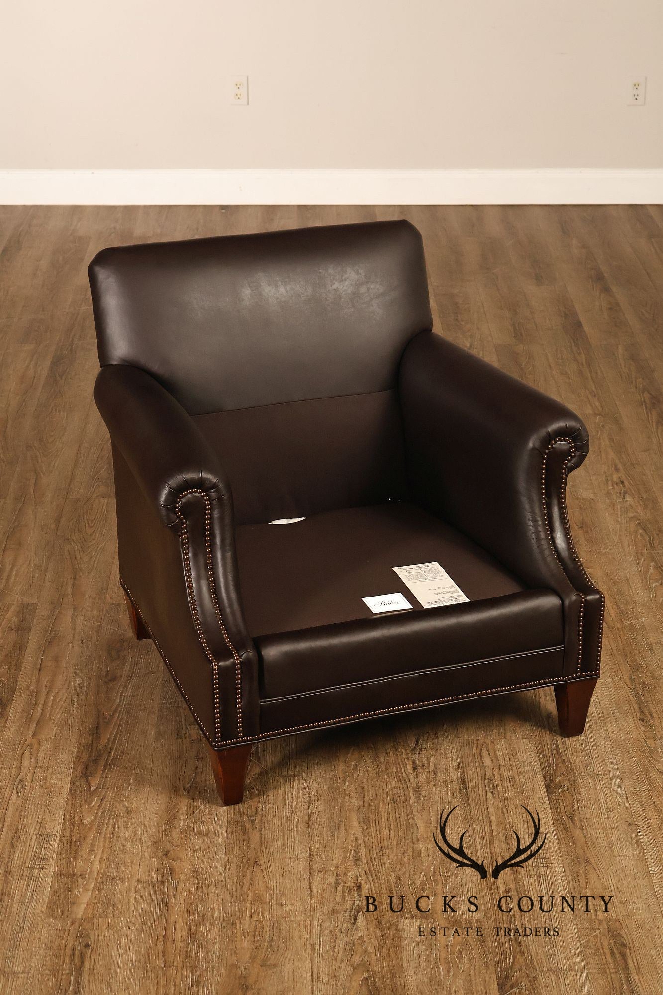 Baker Furniture Pair of Leather Club Chairs