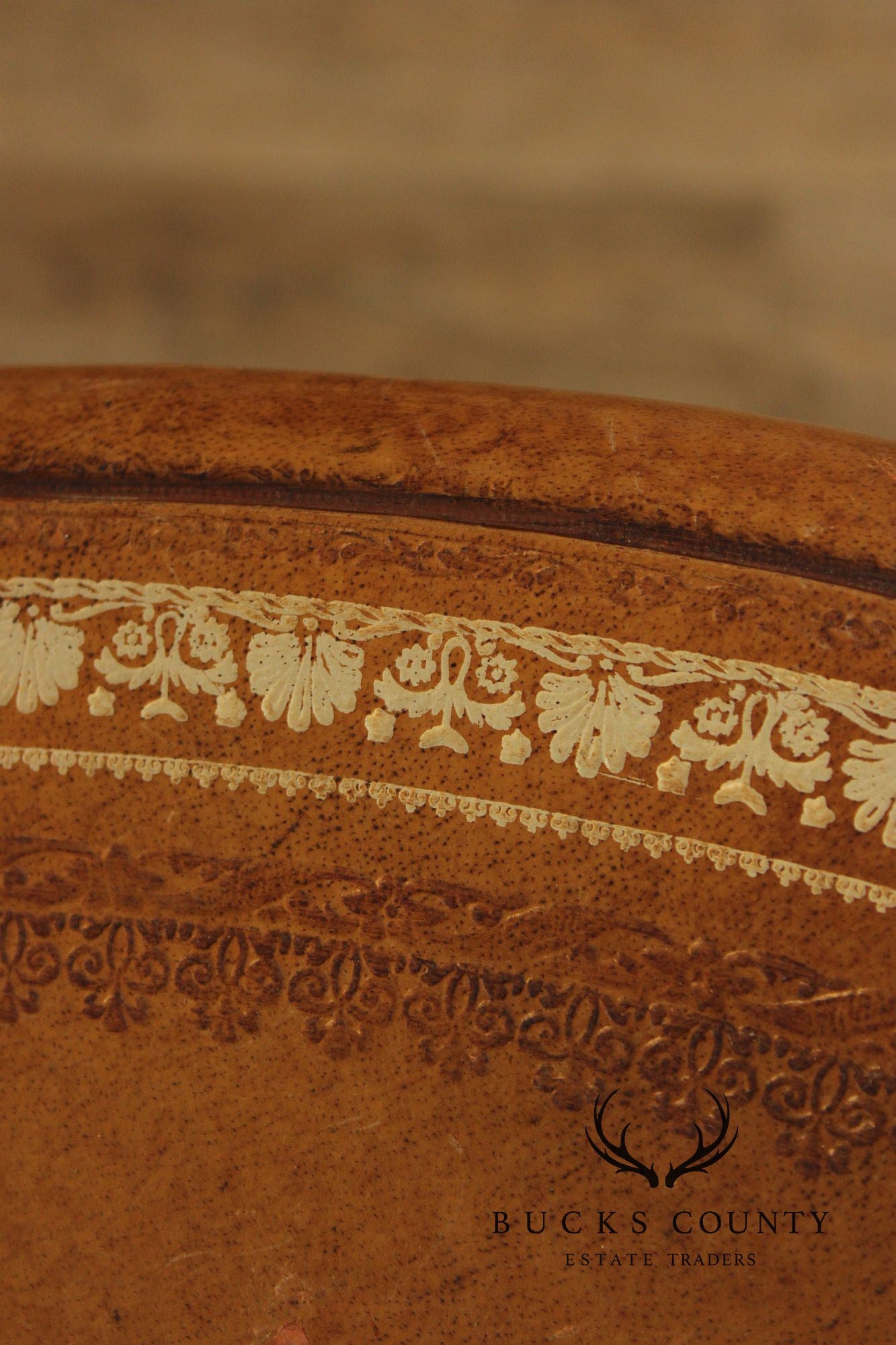 Maitland Smith Leather Wrapped Oval Executive Partners Desk