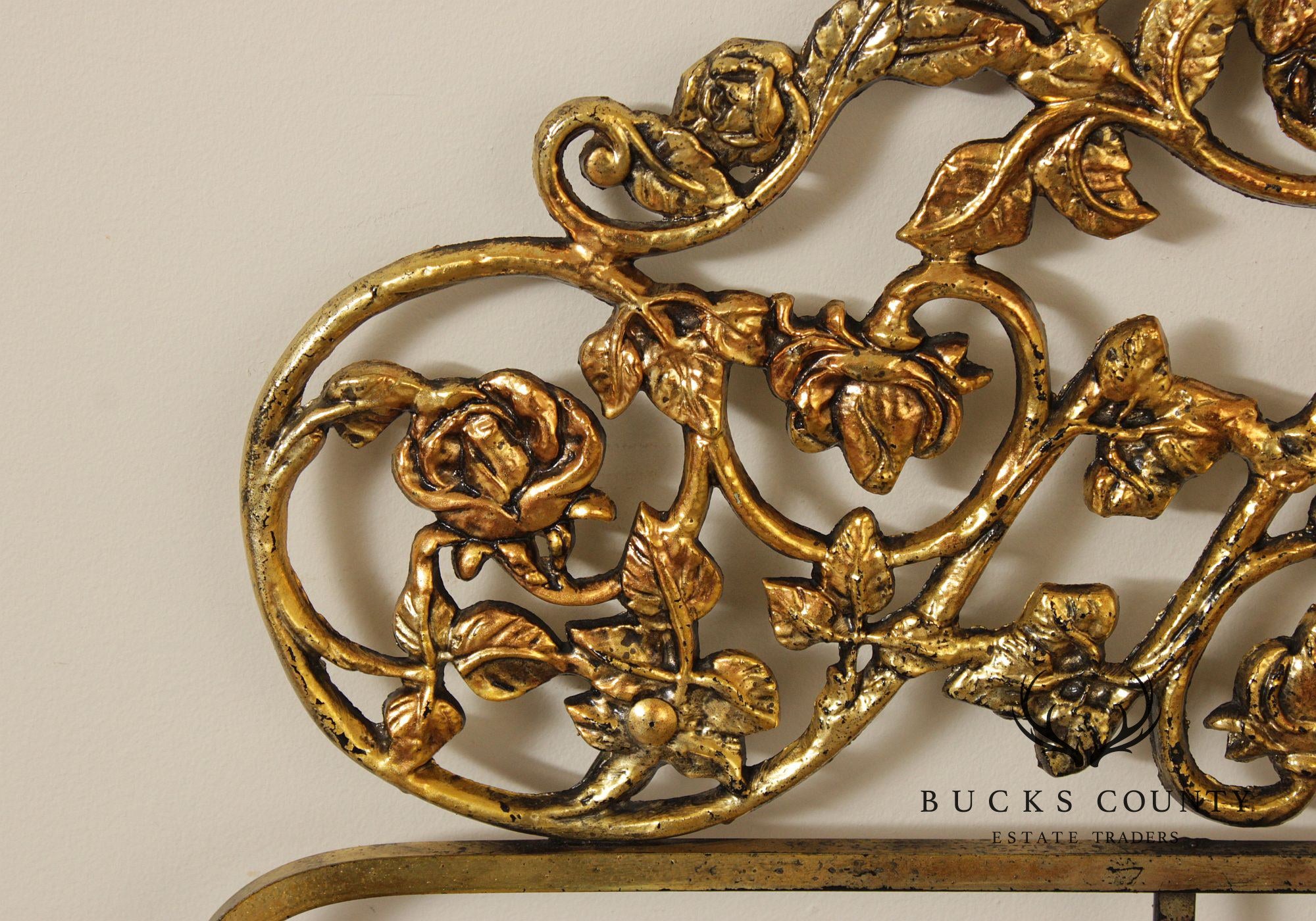 Rococo Style King Size Scrolling Brass Headboard
