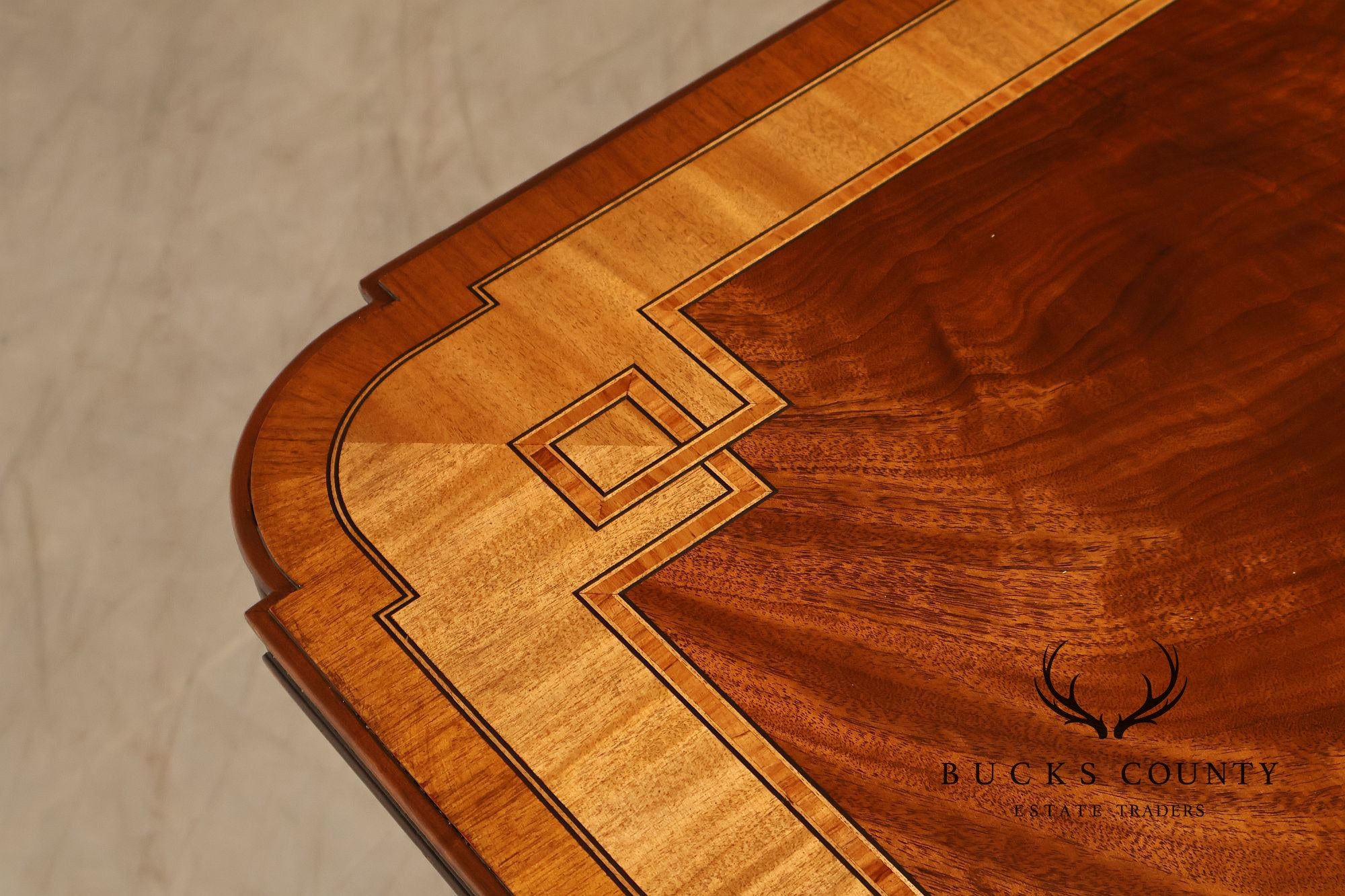 Maitland Smith Greek Key Mahogany & Satinwood Banded Dining Table