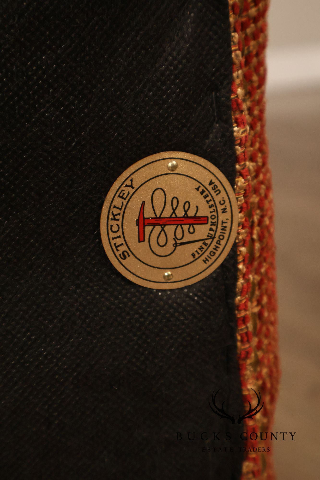 Stickley Leopold Wingback Upholstered Tufted Chair And Ottoman