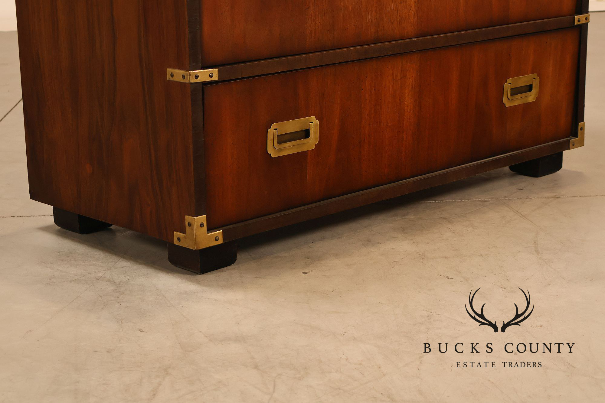 Lane Campaign Style Walnut Chest Of Drawers