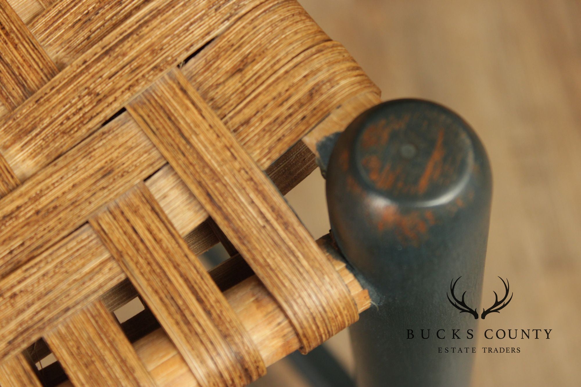 Farmhouse Style Set of Four Rush-Seat Bar Stools