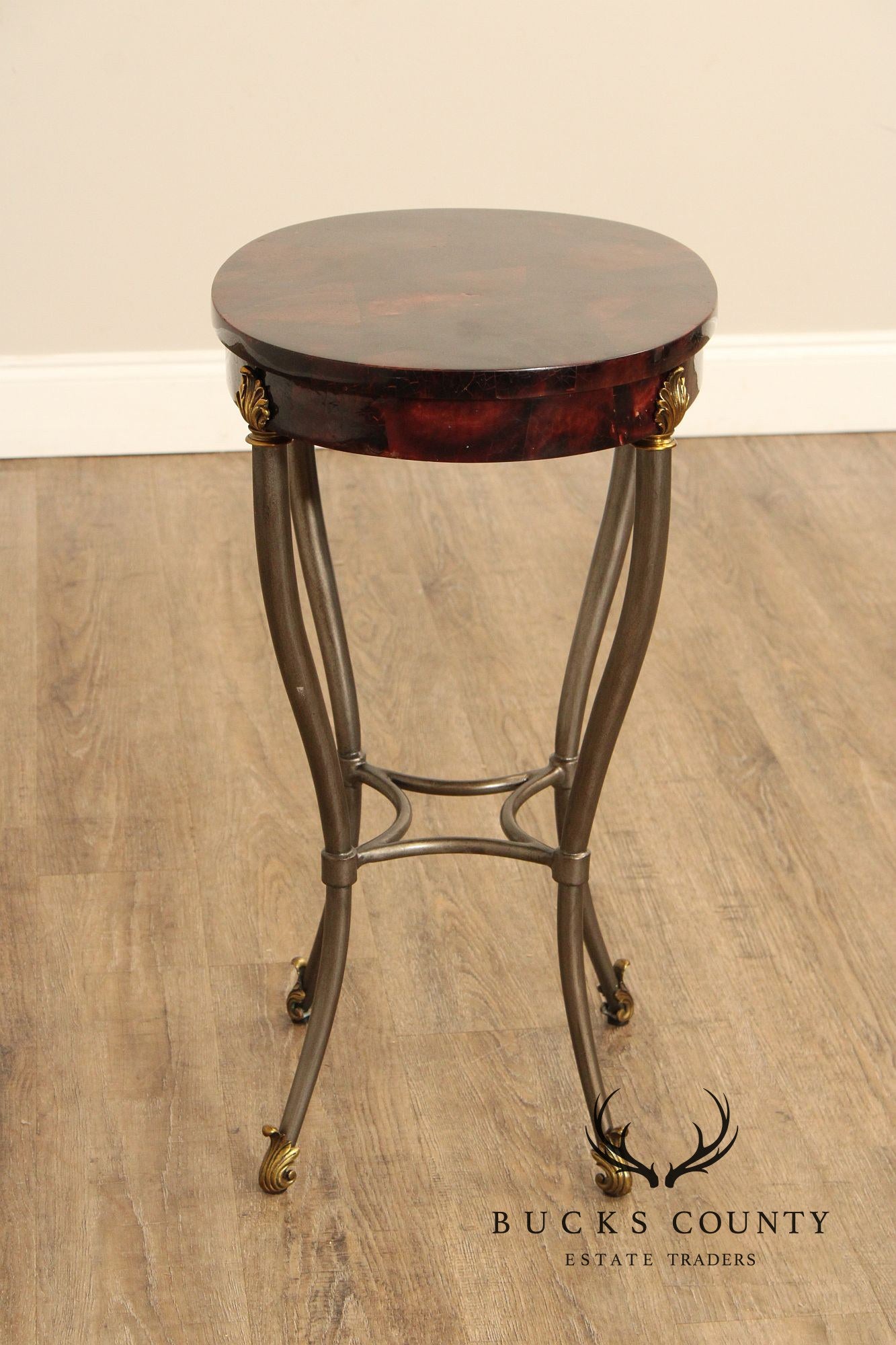Ethan Allen Hollywood Regency Style Oval Top Side Table