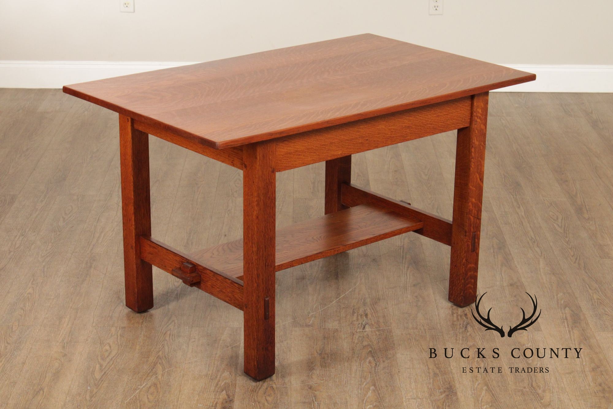 L. & J.G. Stickley Antique Mission Oak Library Table Writing Desk