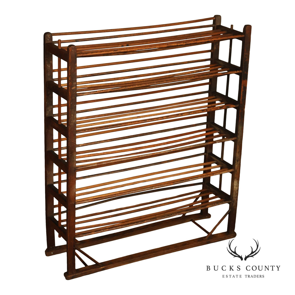 Antique Six-Tier Wooden Shoe Drying Rack