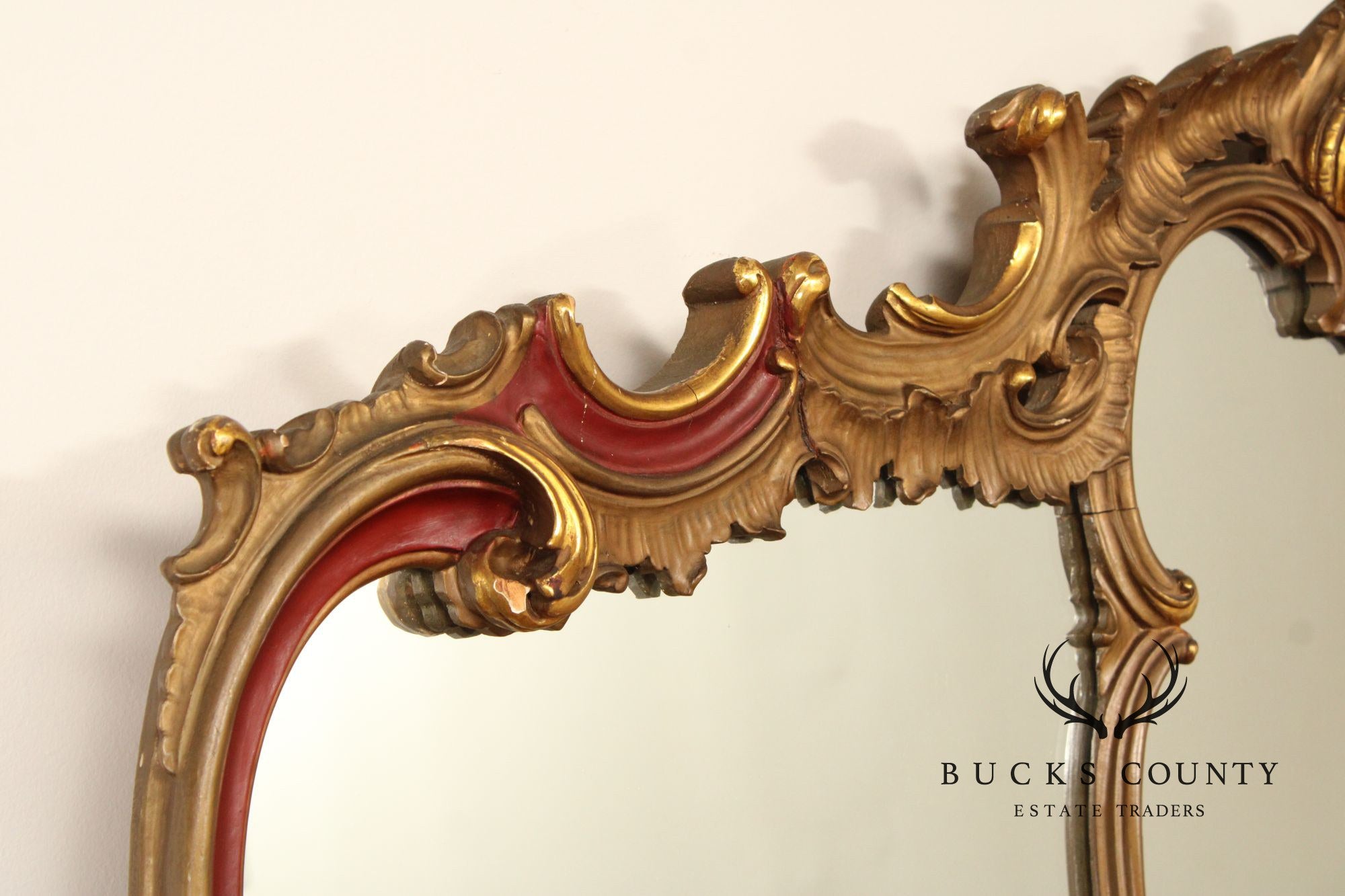 Monumental Vintage Italian Rococo Style Mantel or Fireplace Mirror