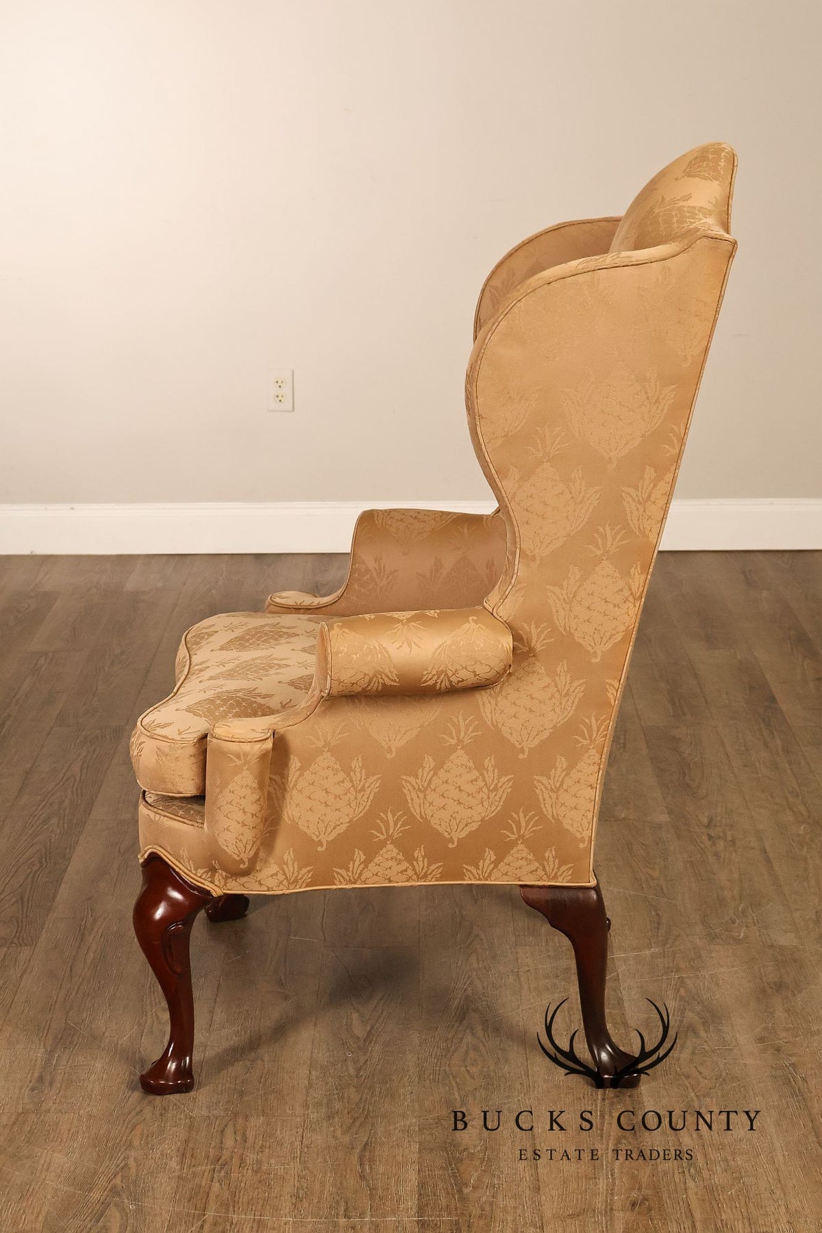 Hickory Chair Chippendale Style Upholstered Wingback Armchair