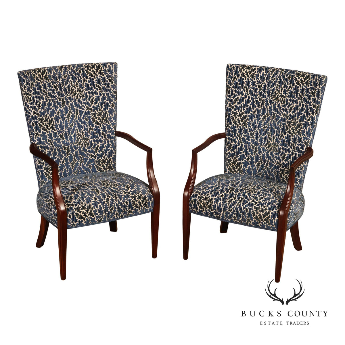 Contemporary Pair of Upholstered Dining Armchairs