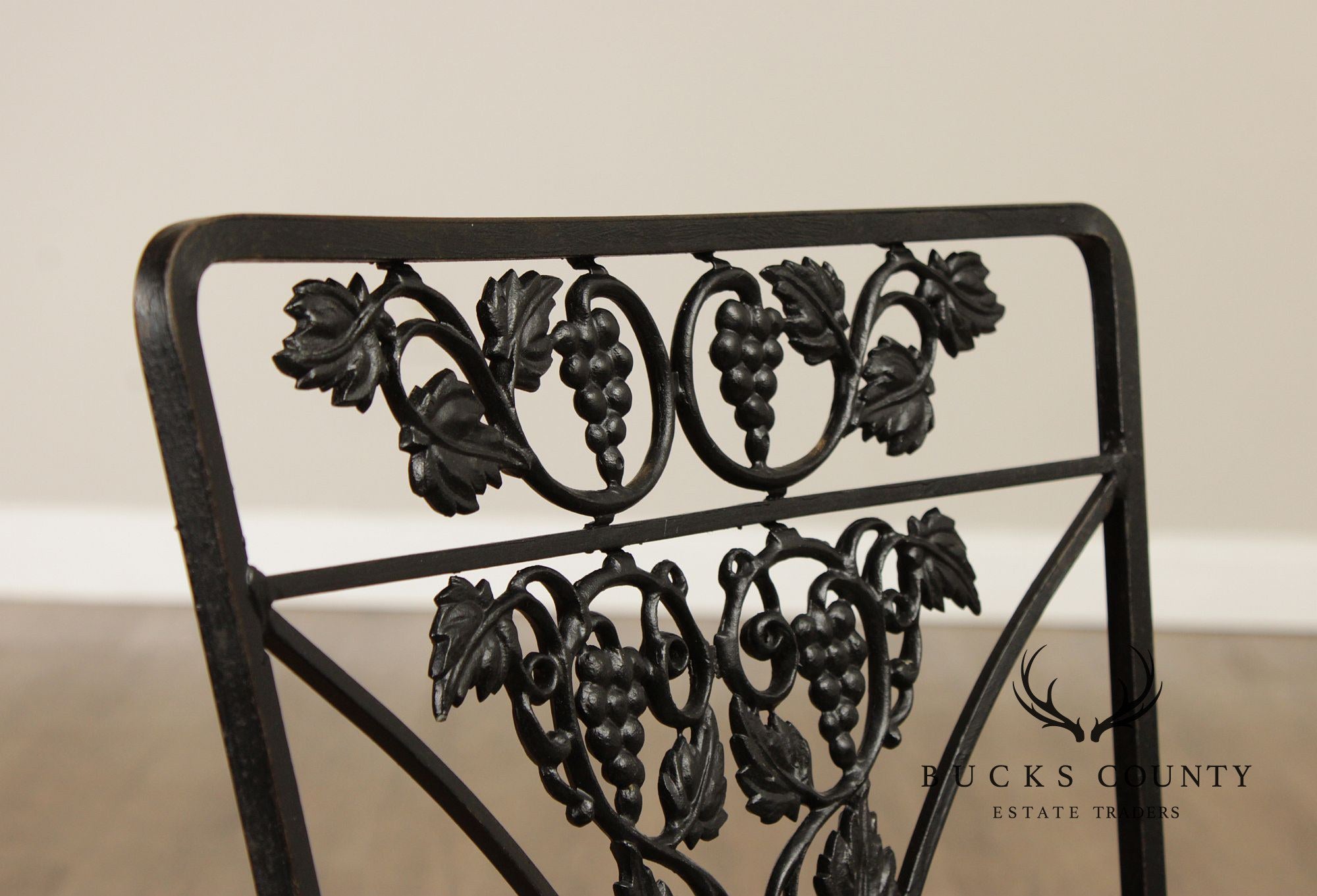 Woodard Set of Four Iron Grapevine Dining Chairs
