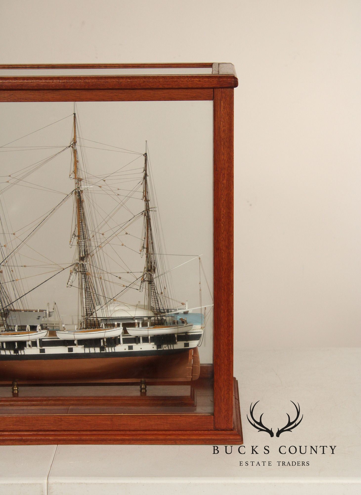 Charles W. Morgan 1841 Whaling Ship Wooden Model In Glass Display Case