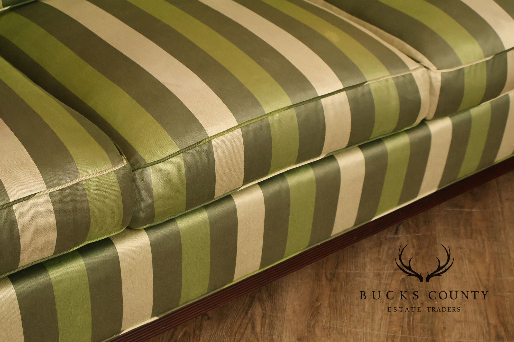 Baker Furniture Barbara Barry Reeded Base Three Cushion Sofa