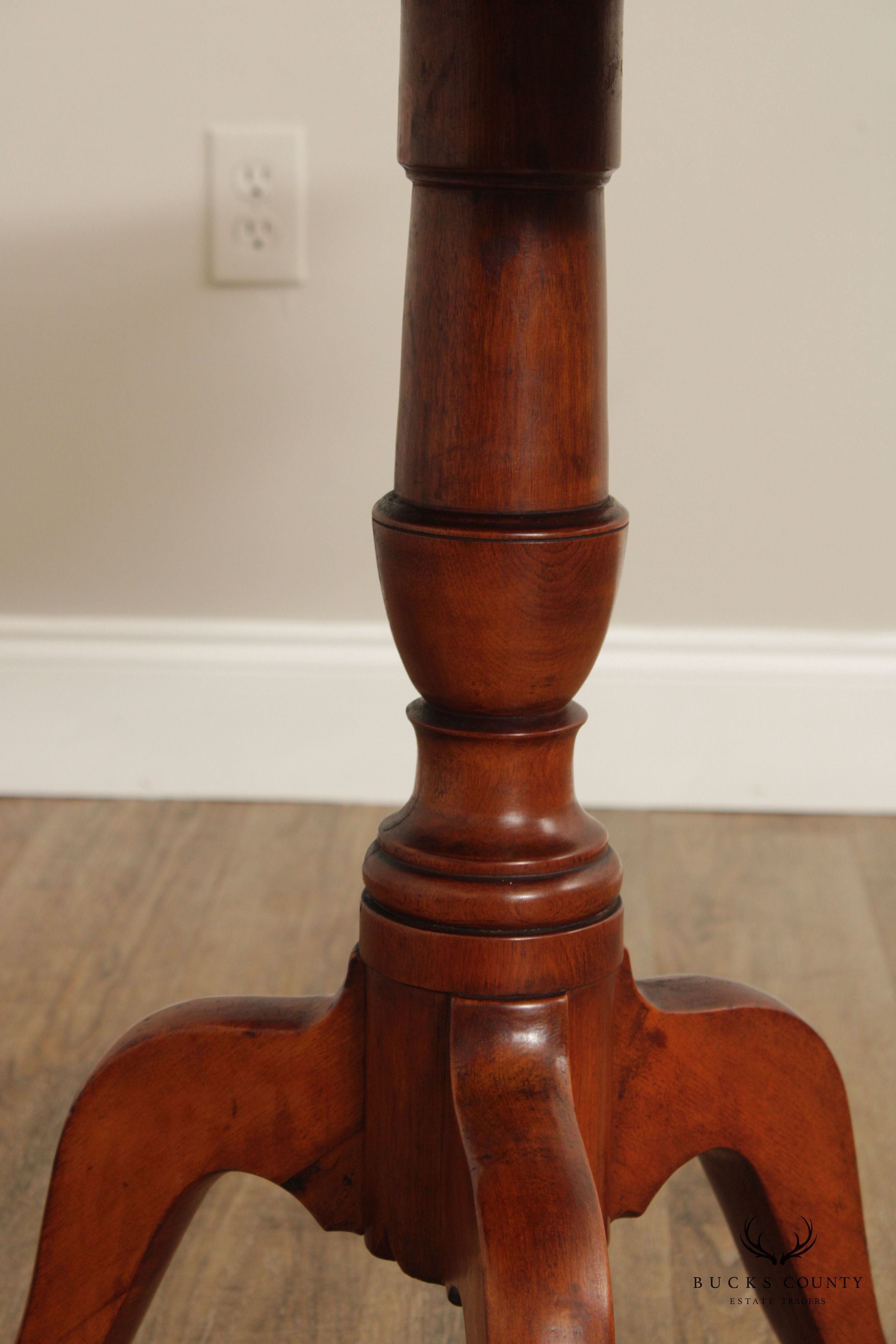 Antique Early American Cherry Tilt Top Tea Table