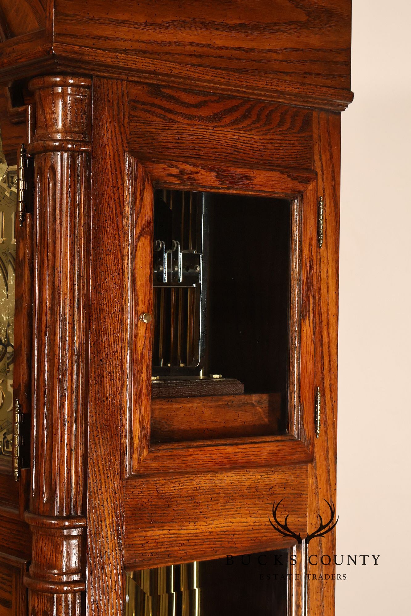 Sligh Traditional Oak Triple Chime Grandfather Clock With Moon Phase Dial